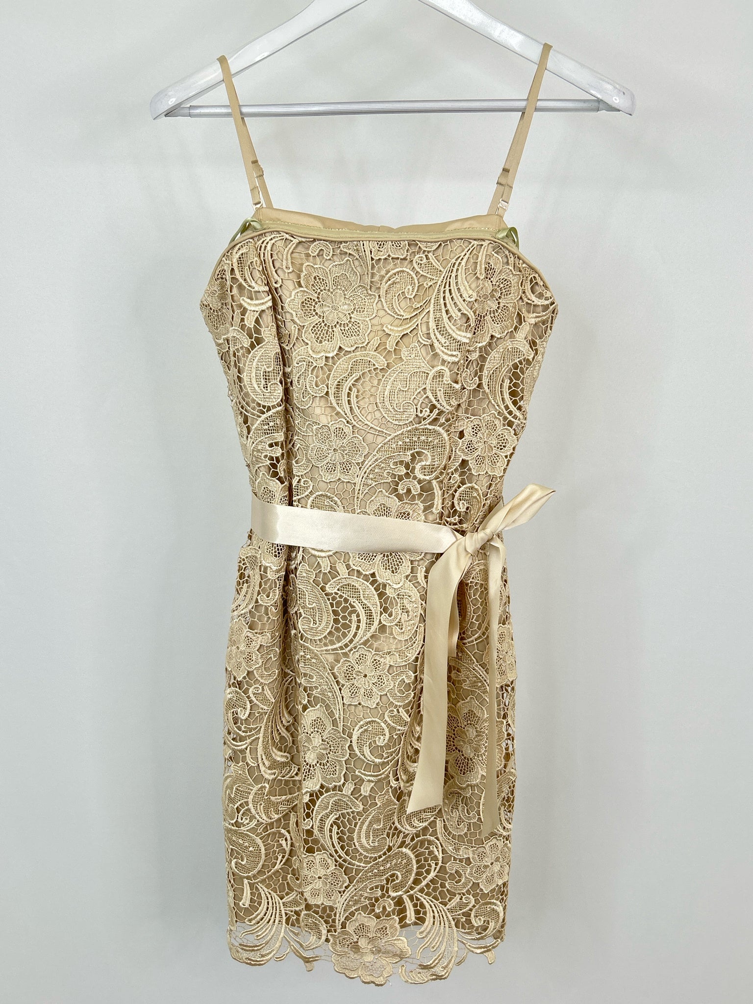 ADRIANNA PAPELL Size 6 Beige Women Dress