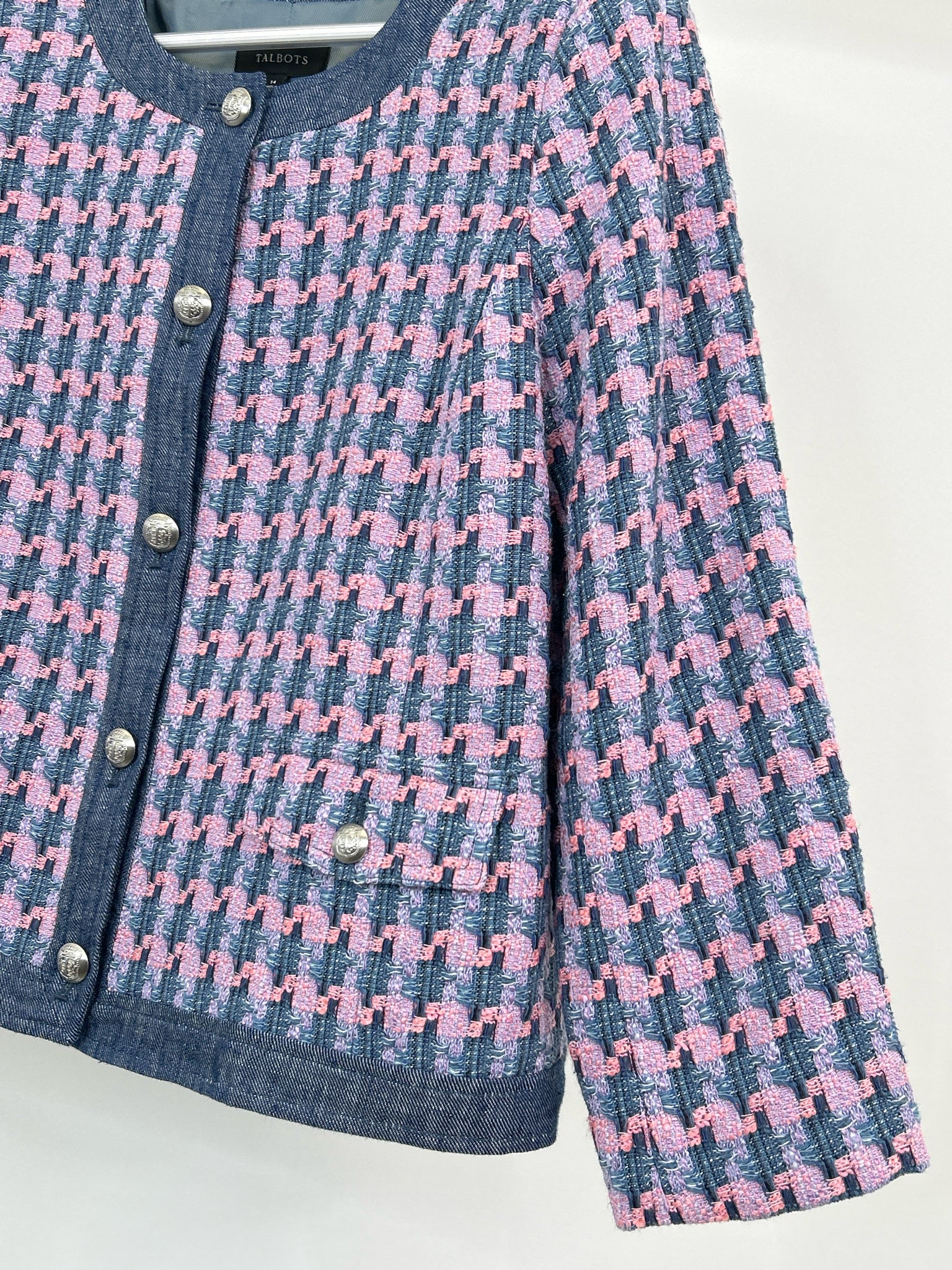 TALBOTS Size 14 Blue Print Women Jacket NWT