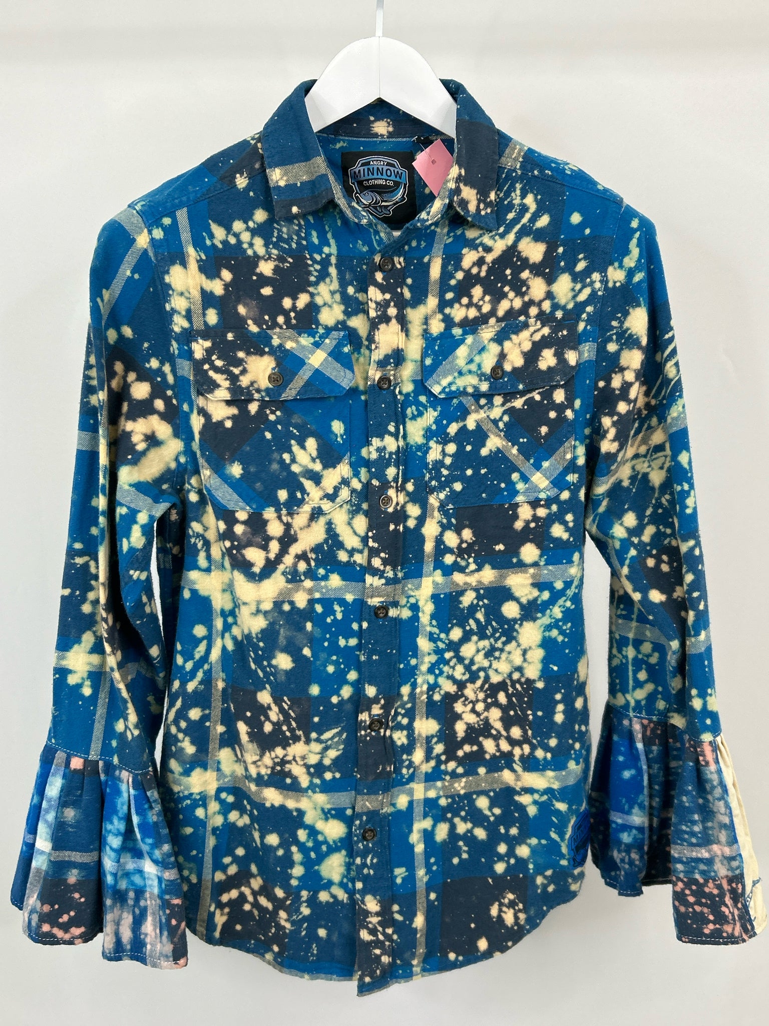 ANGRY MINNOW Size S Blue Print Women Shirt