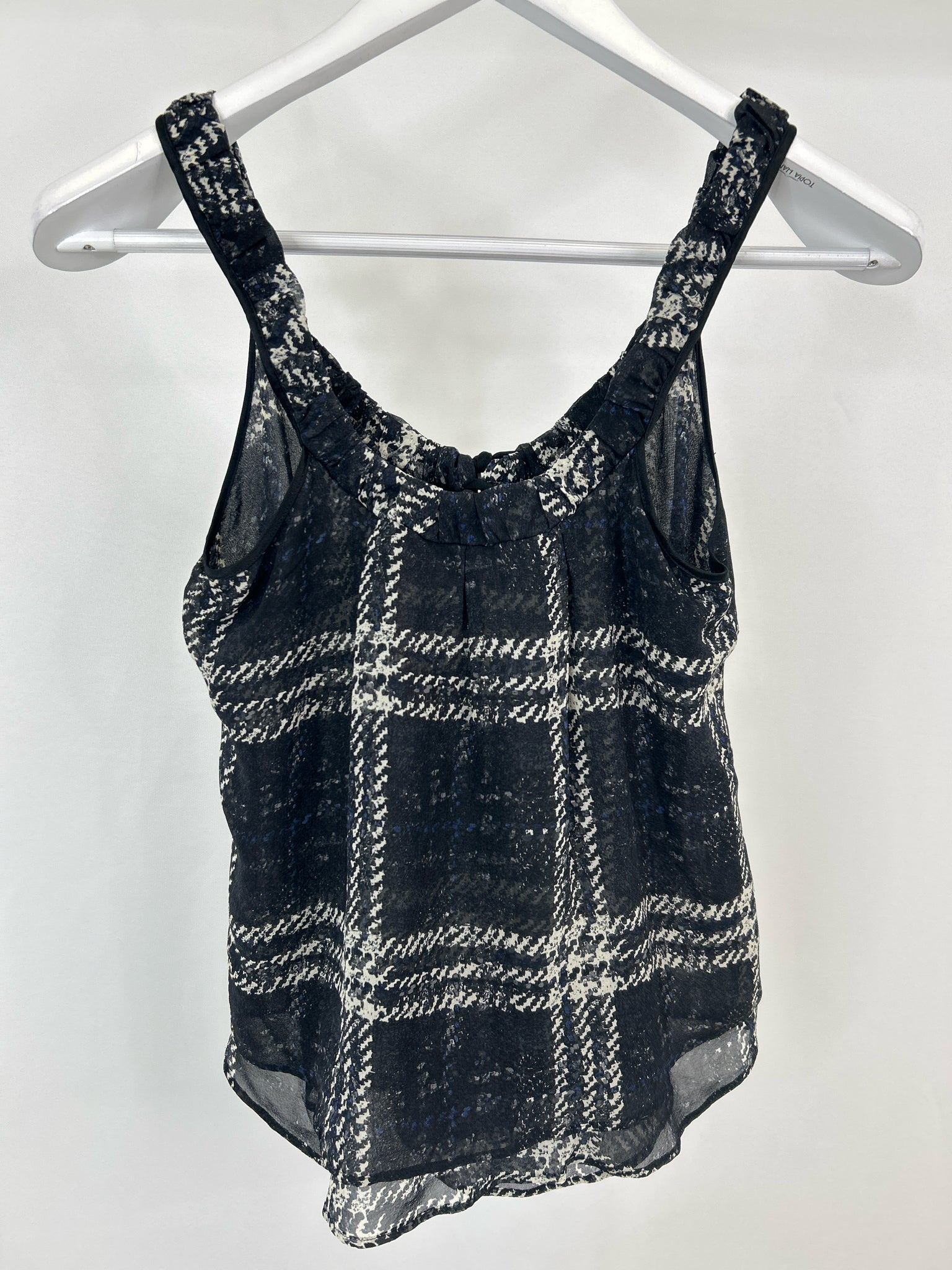 MaxMara Size 6 Silk Black Plaid Women Tank Top