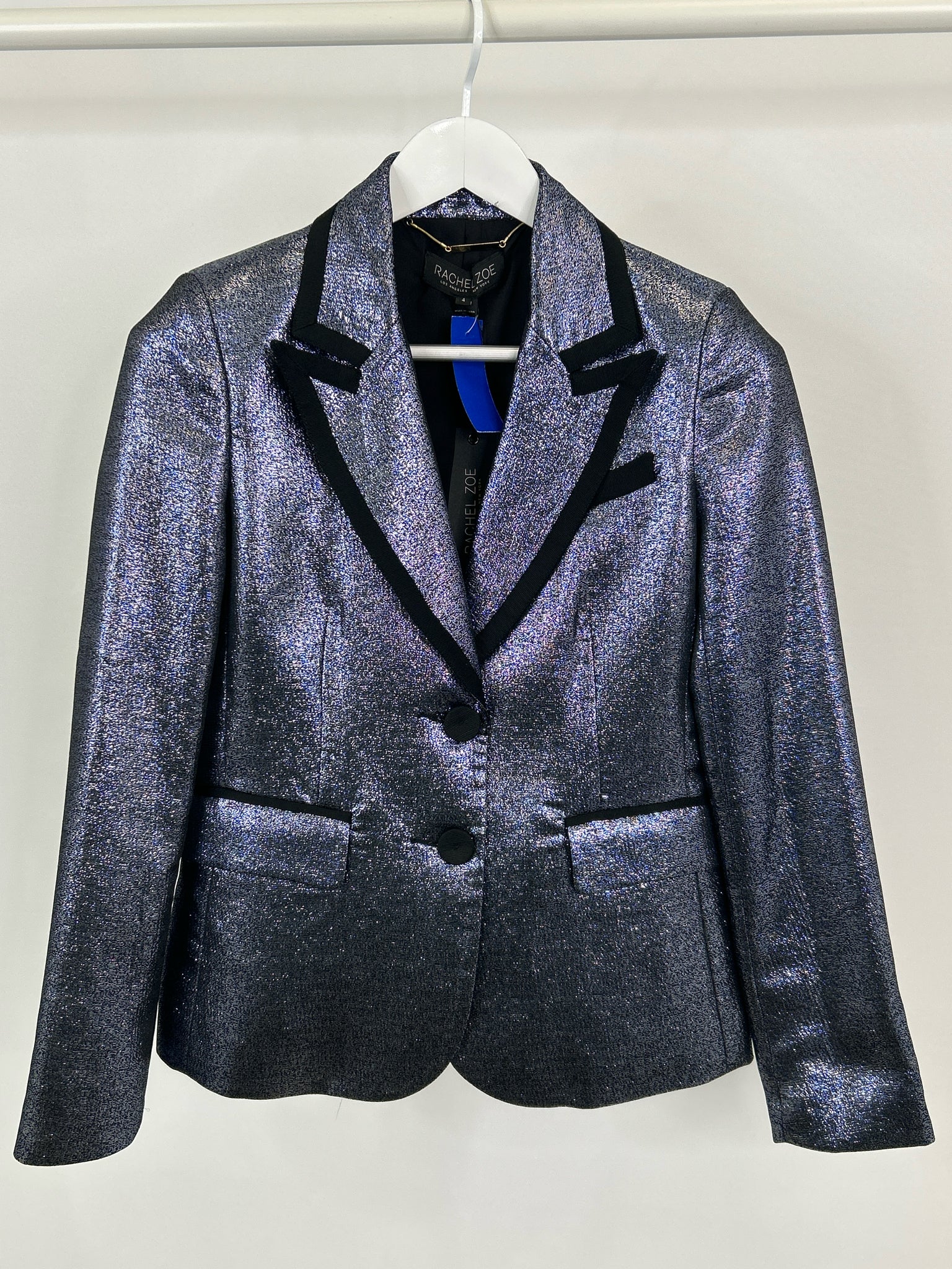 RACHEL ZOE Size 4 BLUE METALLIC Women Blazer