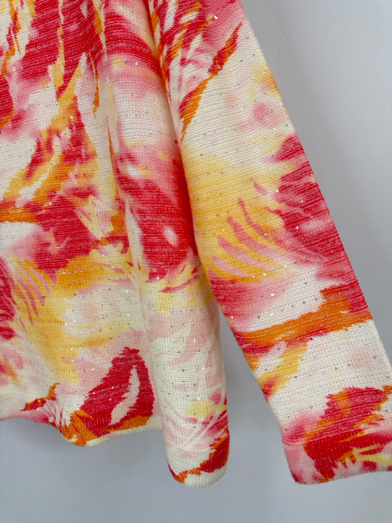MADELEINE Size 14/16 Coral Print Women Sweater