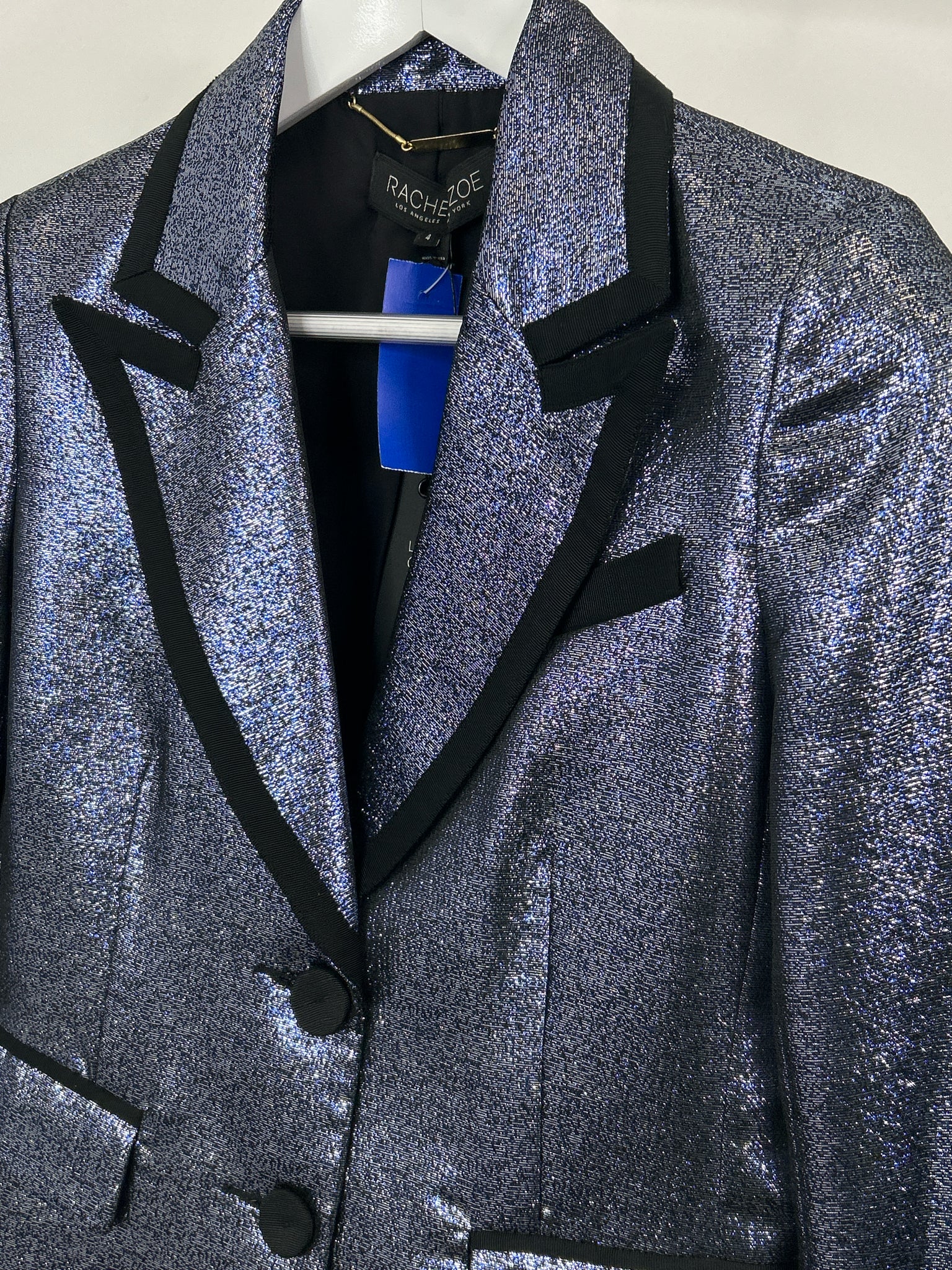 RACHEL ZOE Size 4 BLUE METALLIC Women Blazer