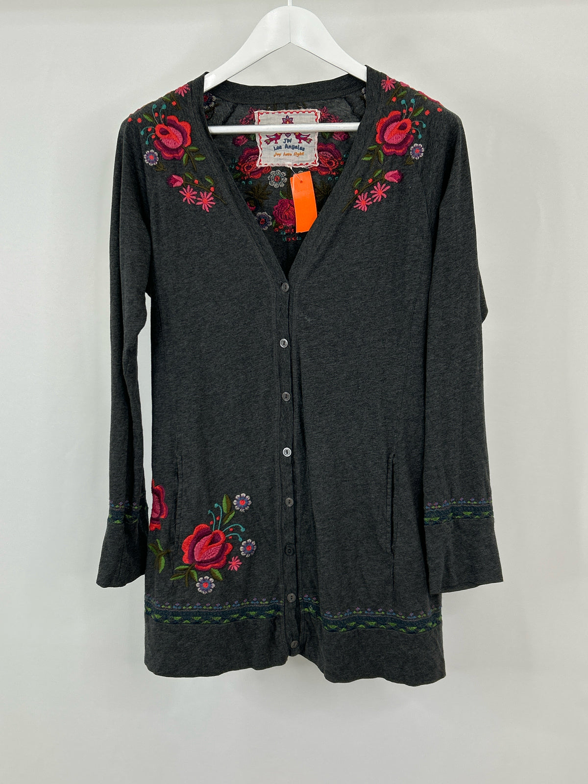 JOHNNY WAS Size L Grey Women Cardigan