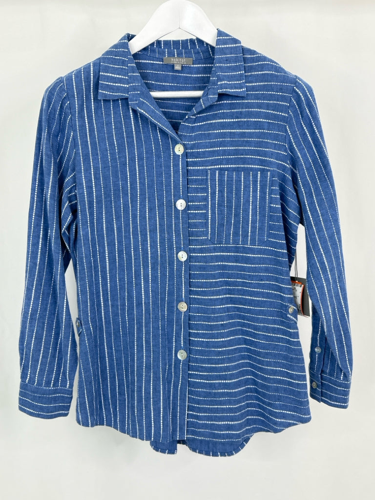 HABITAT Women Size S Blue Striped Shirt