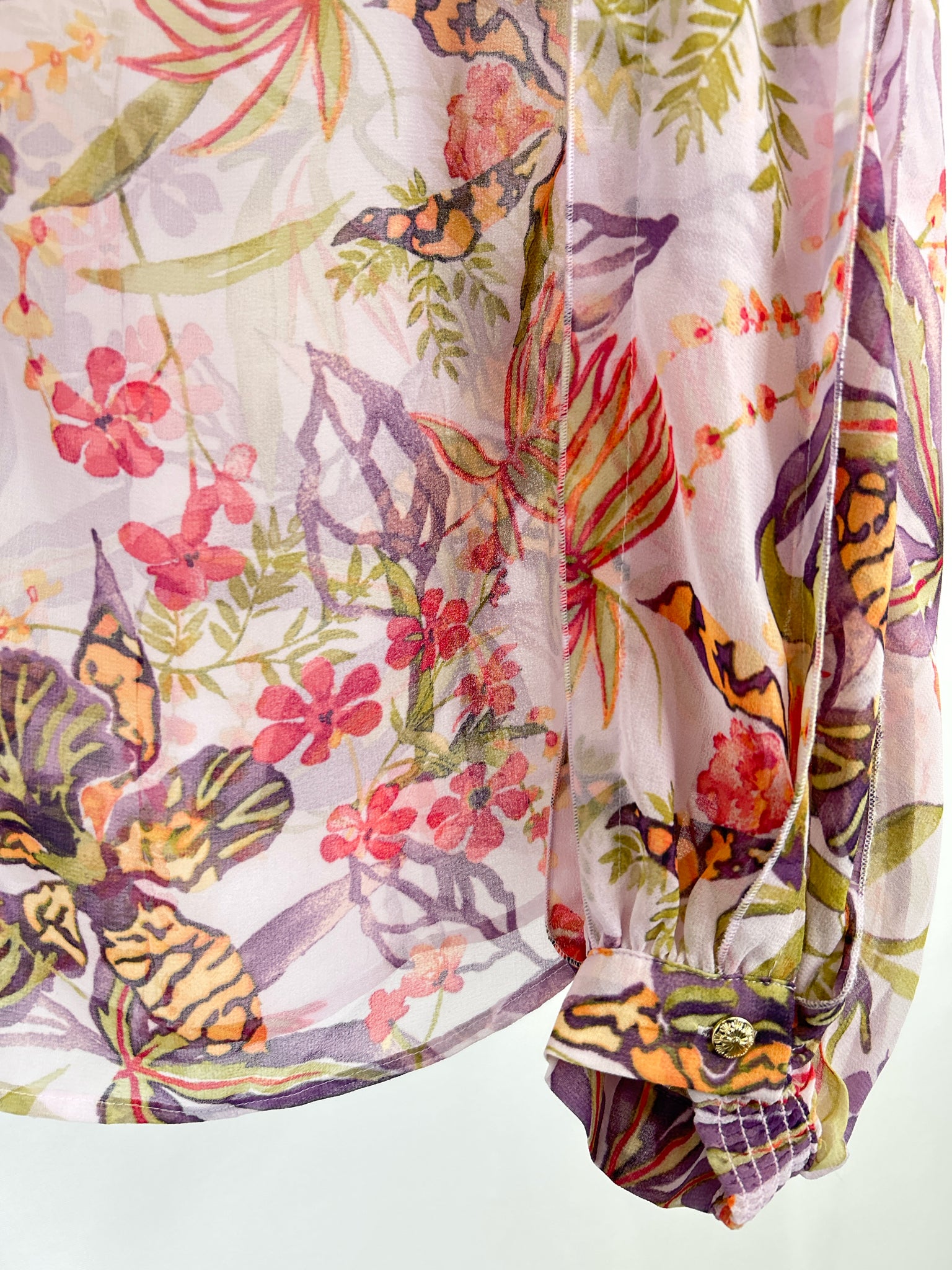 CHICO'S Size 12 Plum Floral Women Blouse
