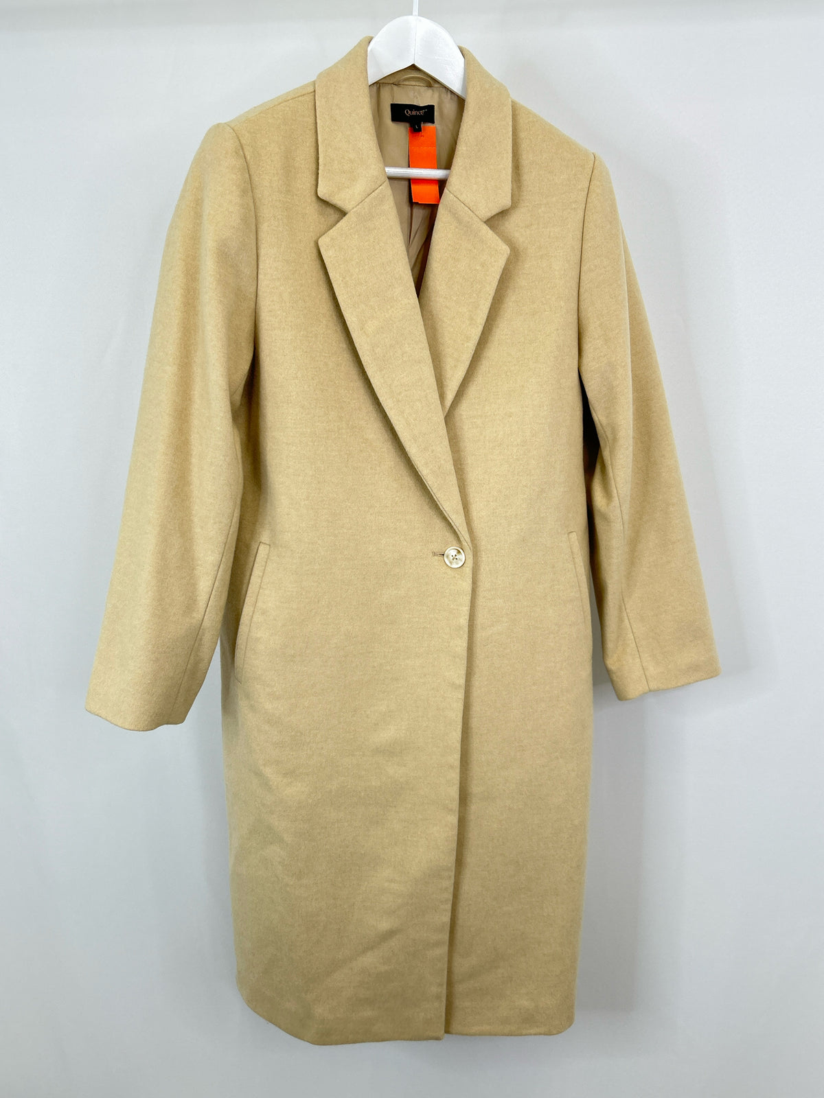 QUINCE Size L Cream Women Coat