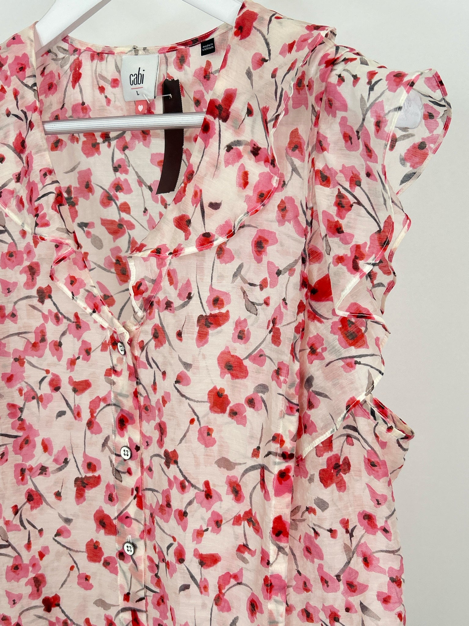 CABI Size L Pink Print Women Blouse