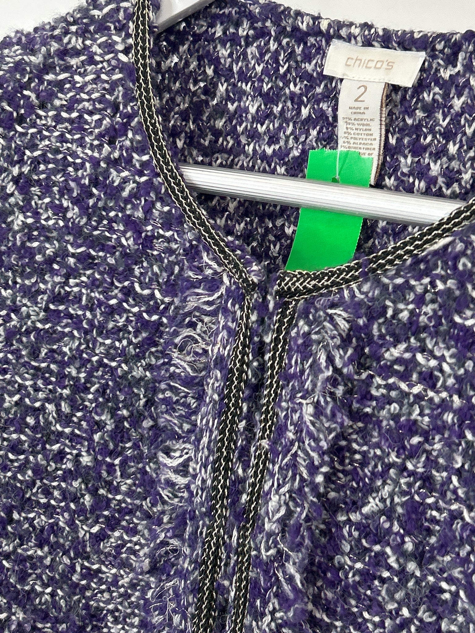 CHICO'S Size 12 PURPLE AND WHITE Women Cardigan