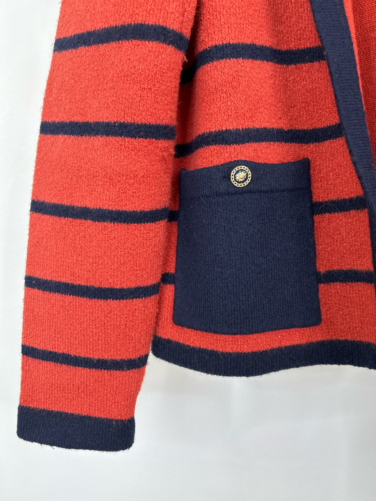 TALBOTS Size L Orange Red and Navy Women Cardigan