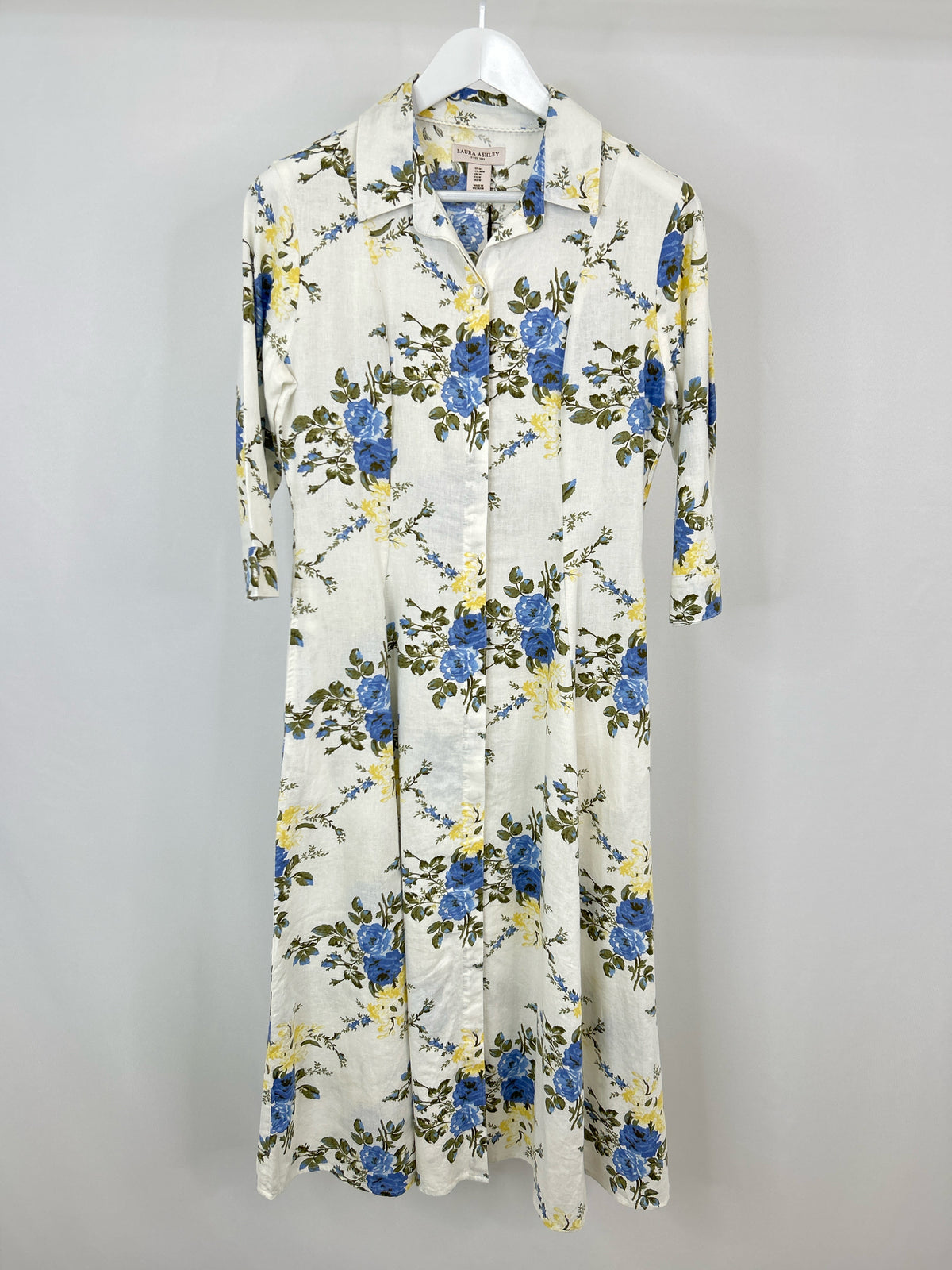 LAURA ASHLEY Size M White Floral Women Dress