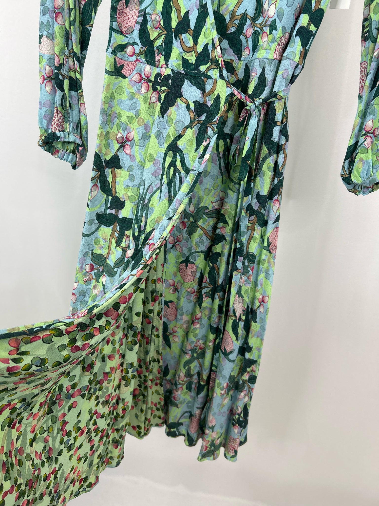 DIANE VON FURSTENBERG Size XS Blue & Green Floral Women Dress NWT