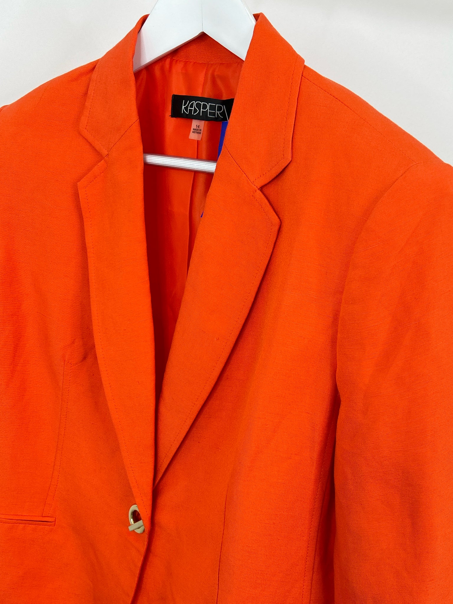 KASPER Size 14 Orange Women Blazer