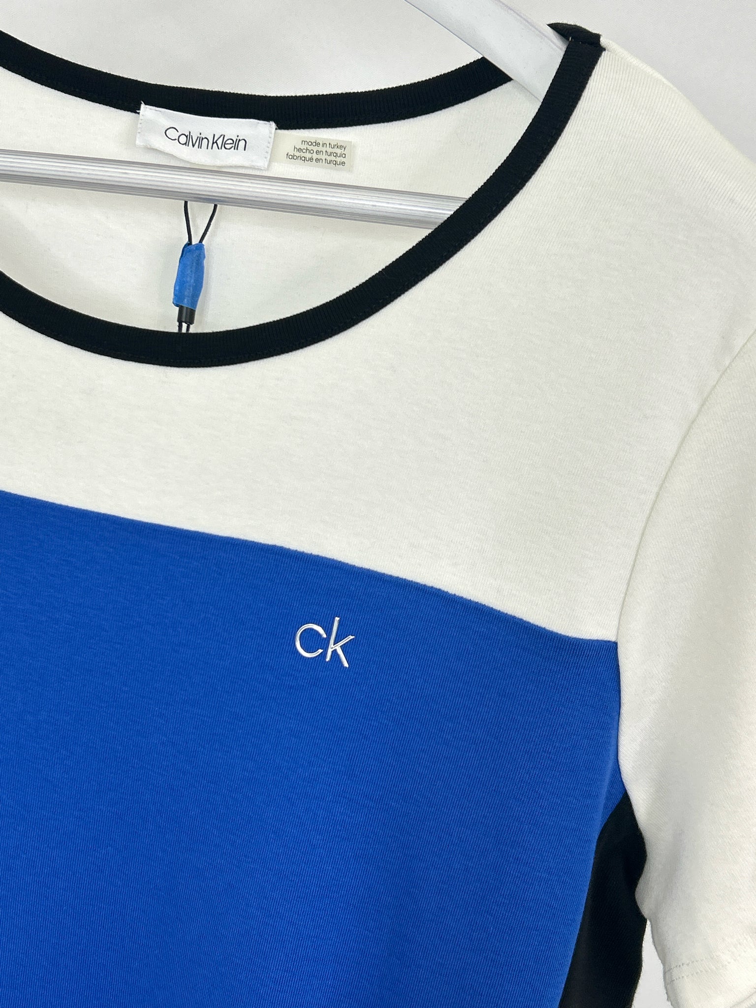 CALVIN KLEIN Size M blue and white Women Dress