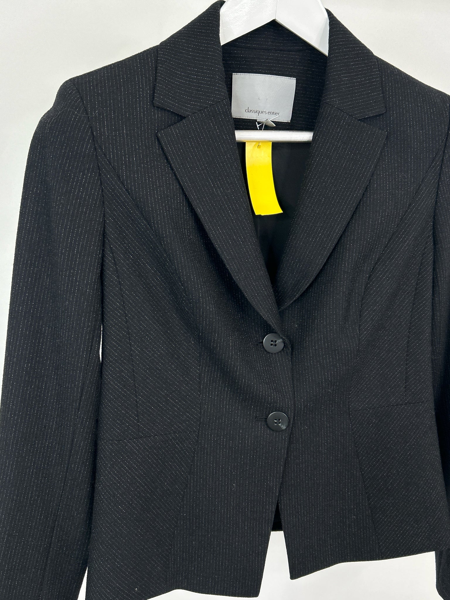 CLASSIQUES ENTIER Size 4 Black and Silver Women Blazer