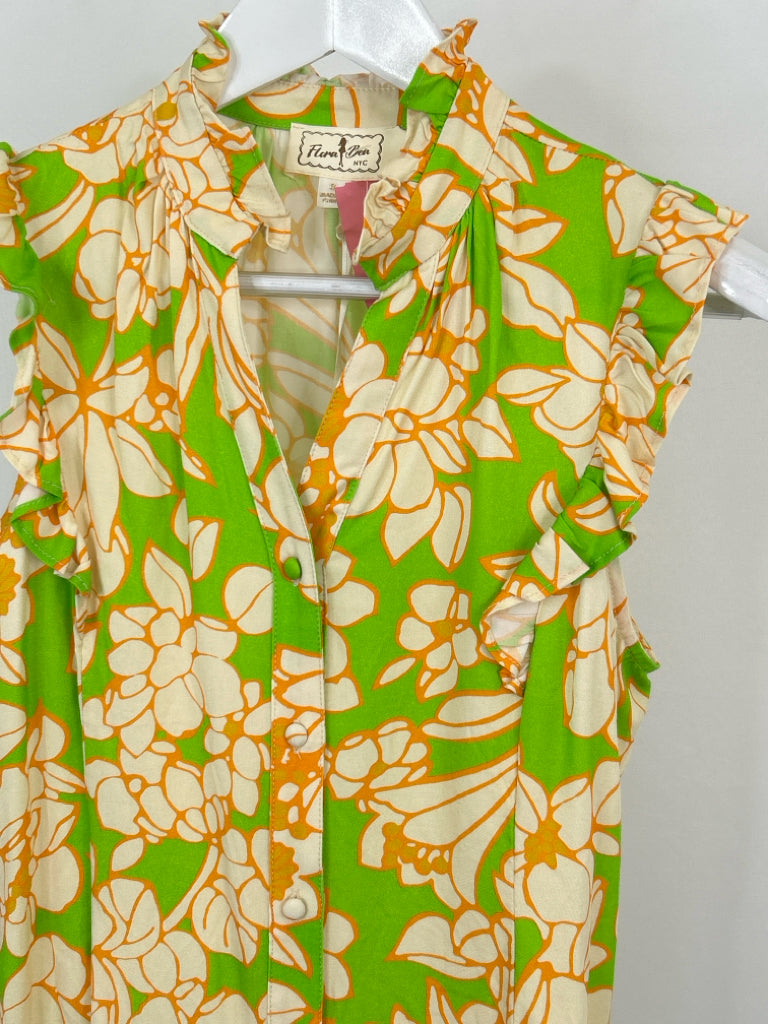 Flora Bea NYC Size S Green and orange Women's Top NWT
