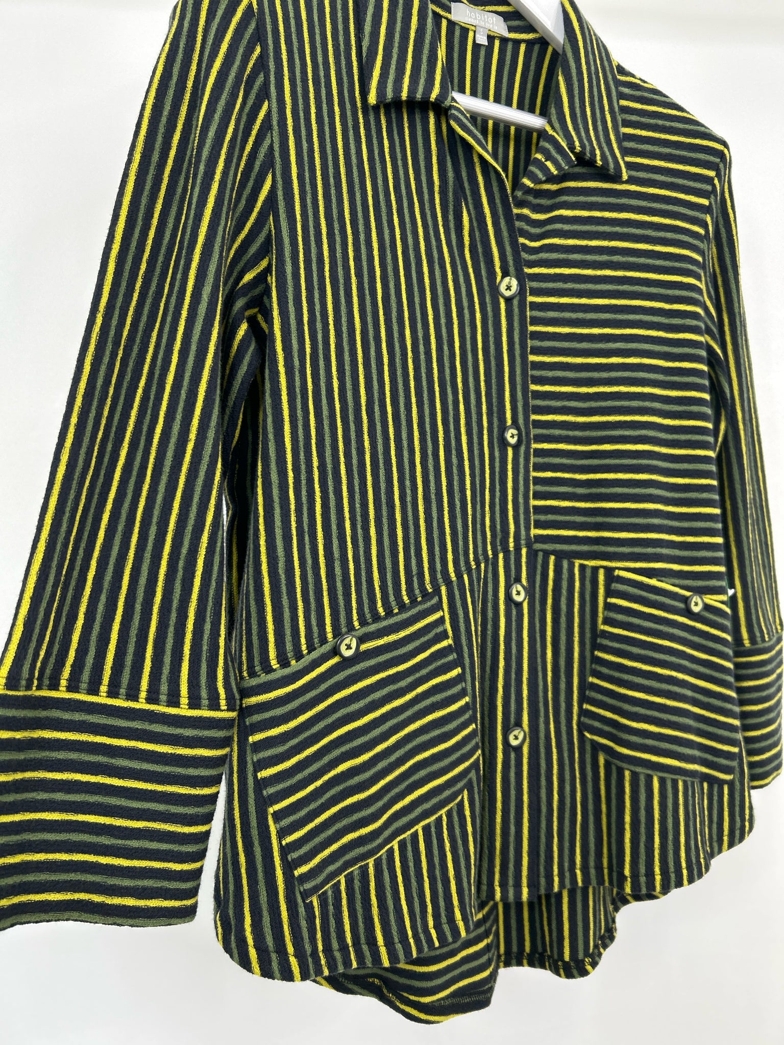 HABITAT Size S Green Striped Women Shirt