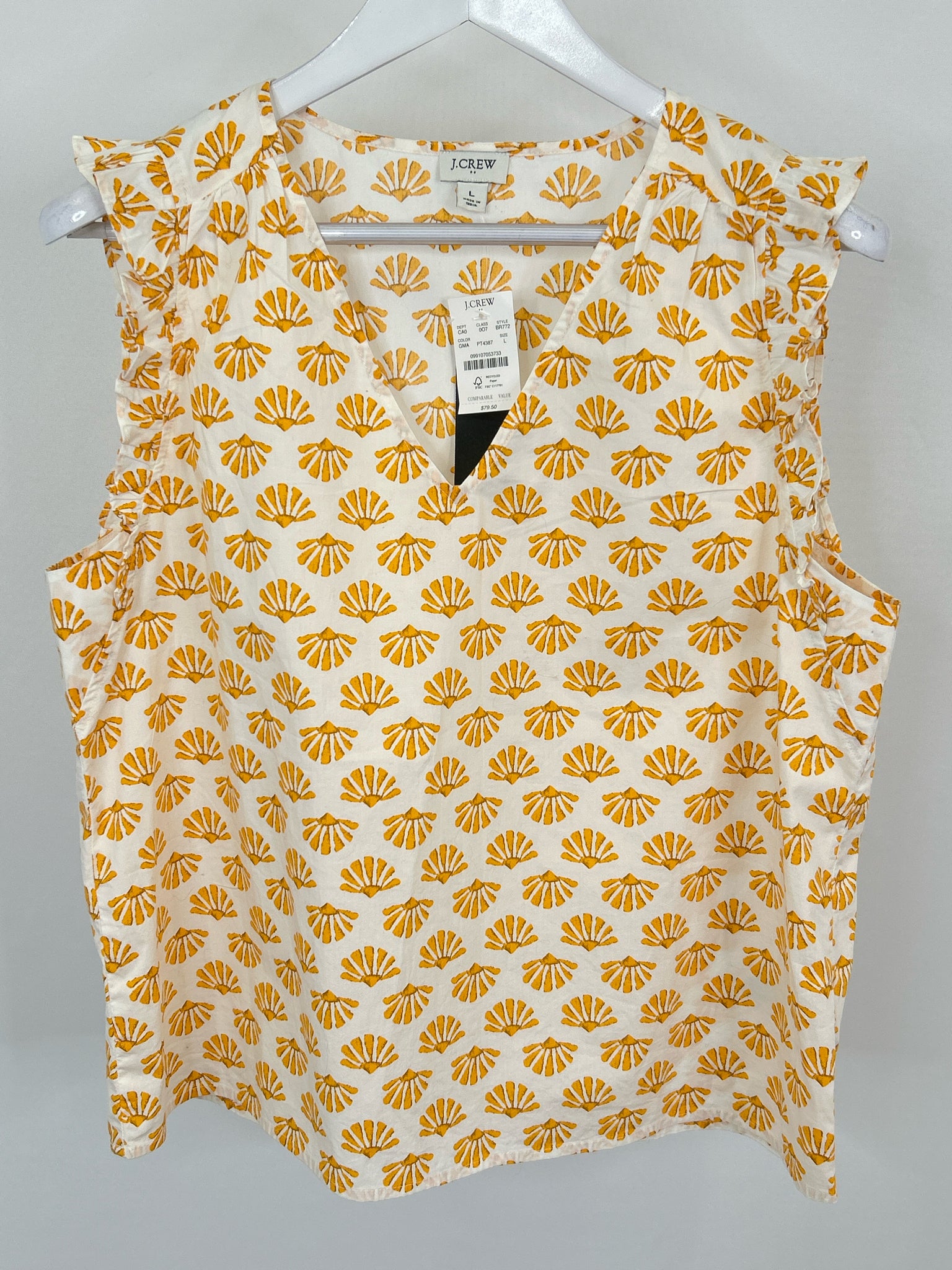 J.CREW NWT Size L Yellow Print Women Top