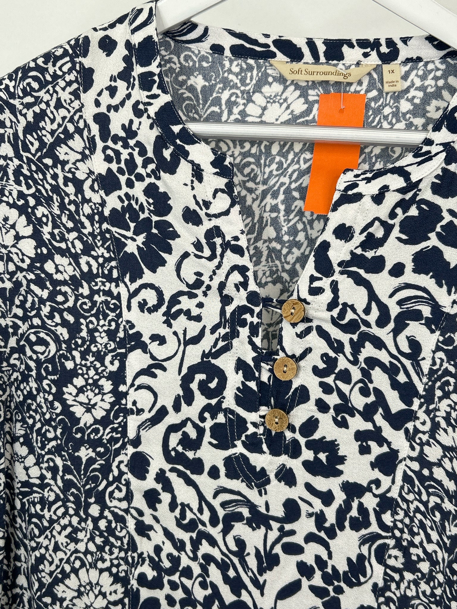 SOFT SURROUNDINGS Size 1X Navy Print Women Dress