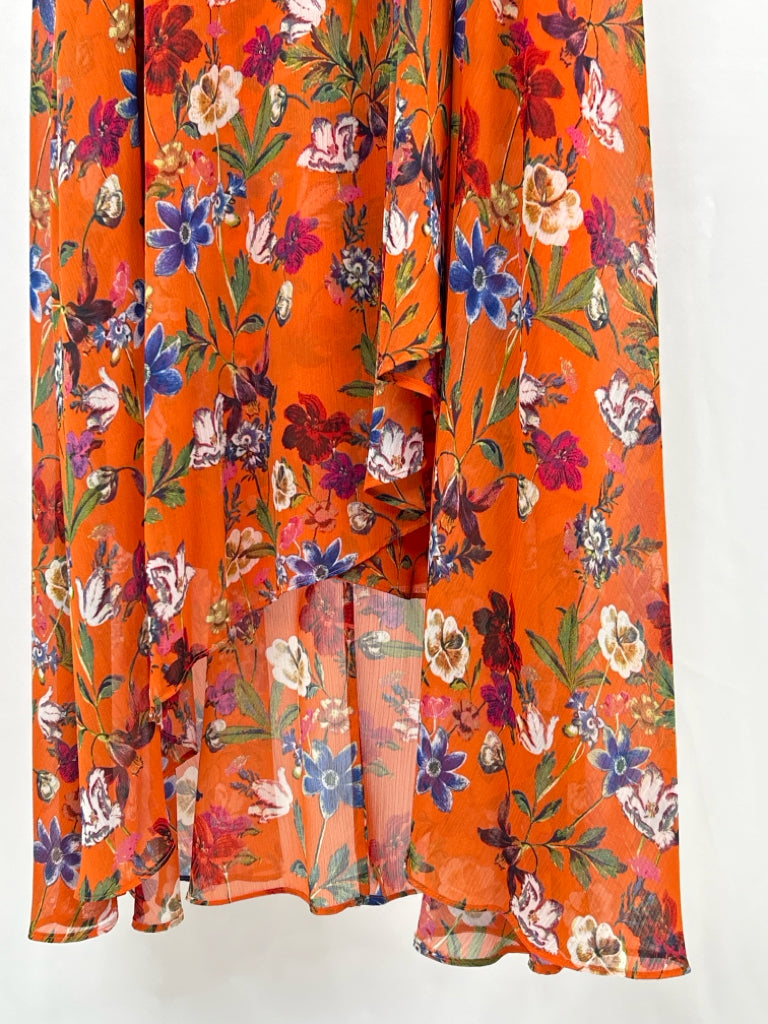 CALVIN KLEIN Size 6 Orange Floral Women's Dress NWT