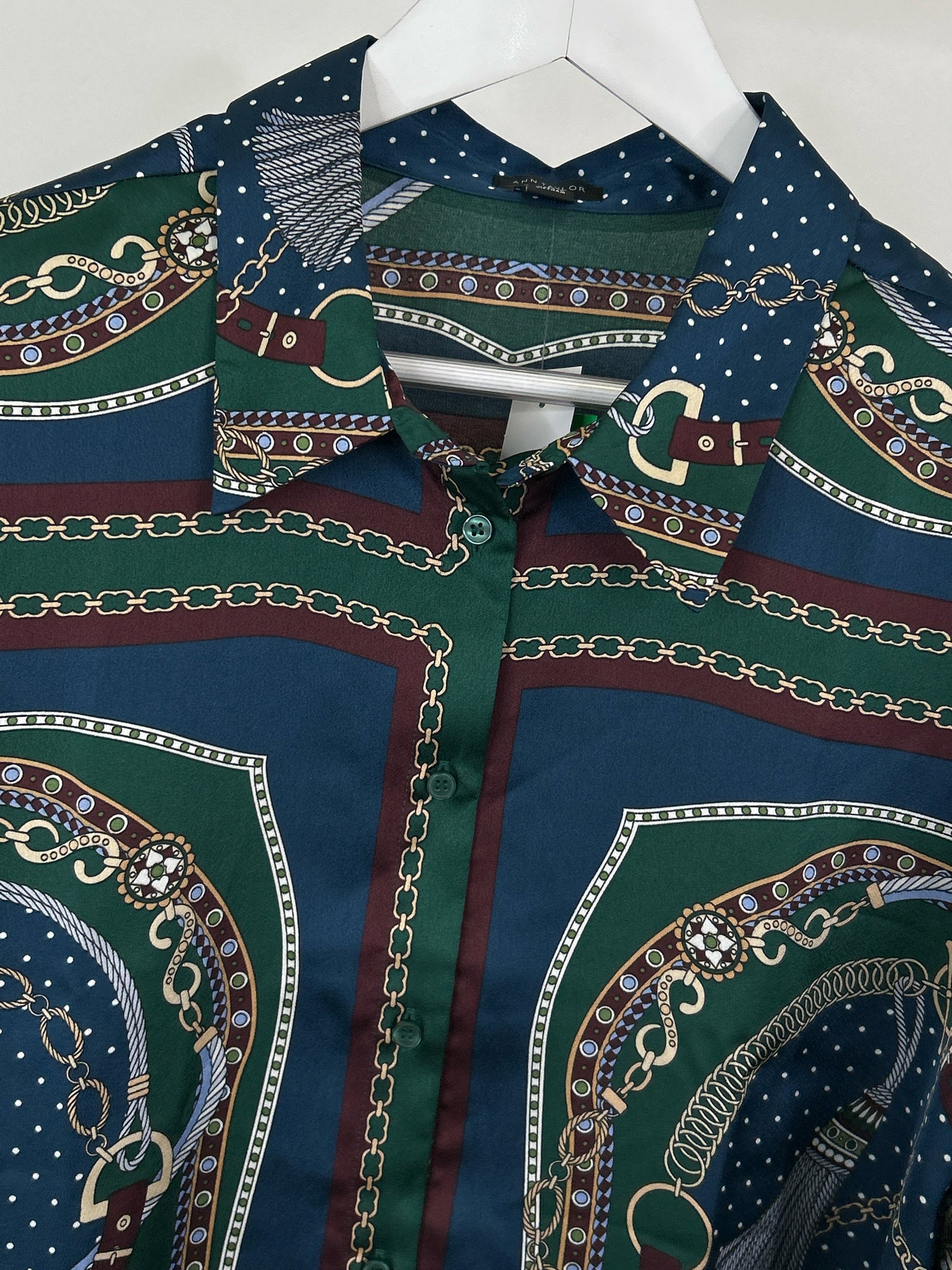 ANN TAYLOR Size XXL GREEN AND NAVY Women Shirt