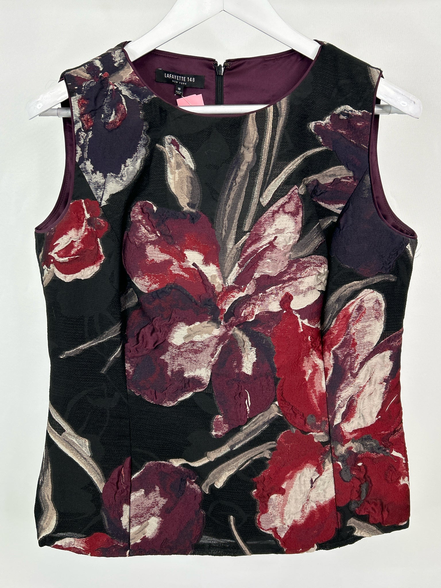 LAFAYETTE 148 Size 10 Black Print Women Top