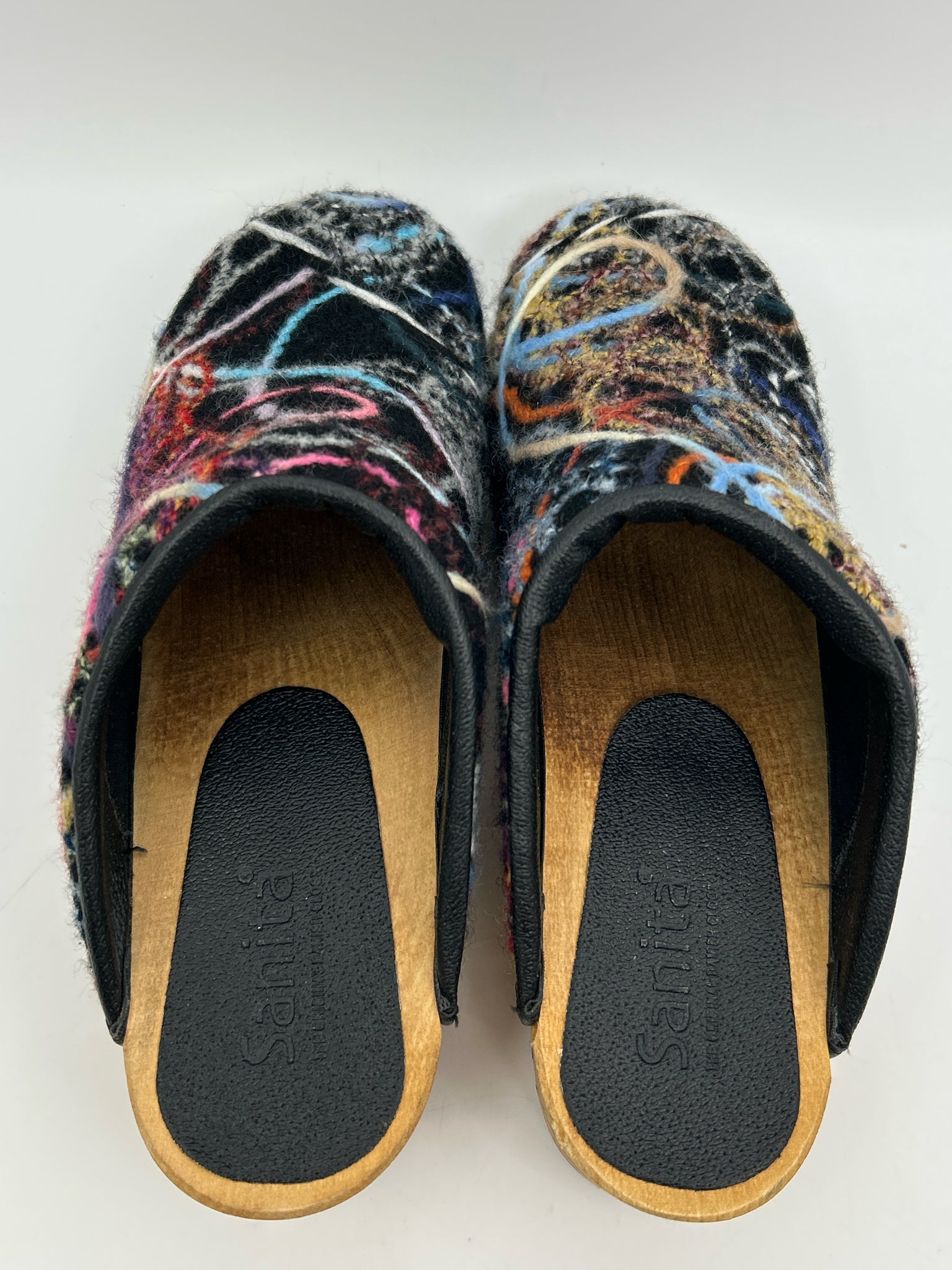 SANITA Size 37/7 Black Print Women Clogs