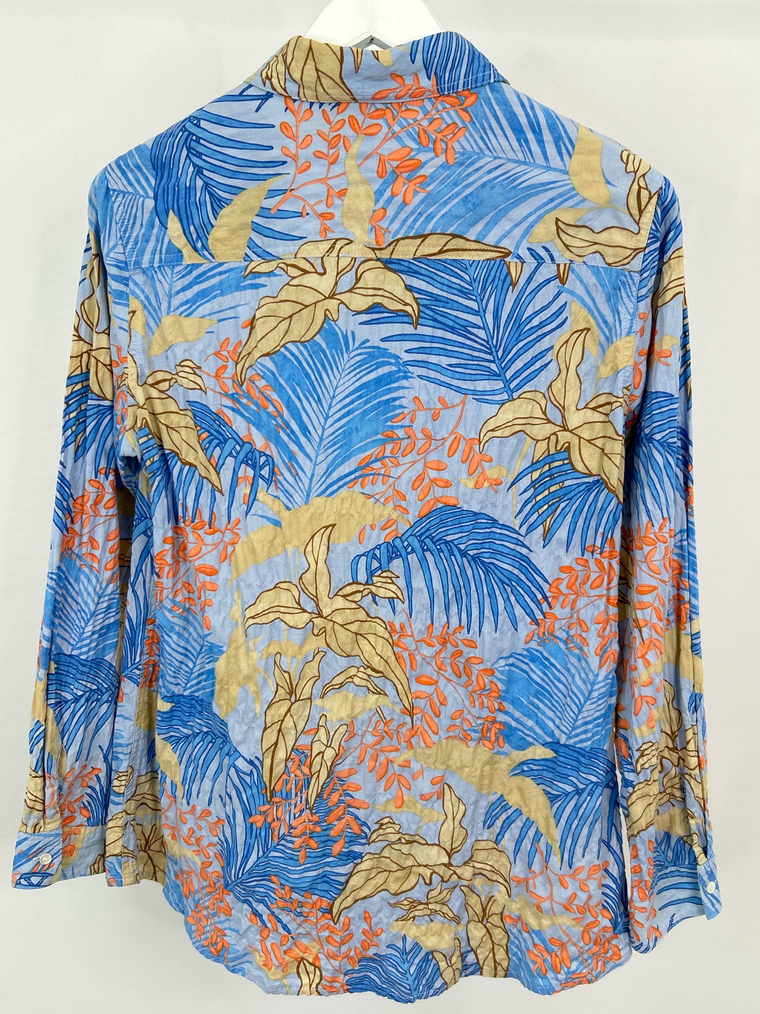 J MCLAUGHLIN Size L Blue Print Women's Shirt