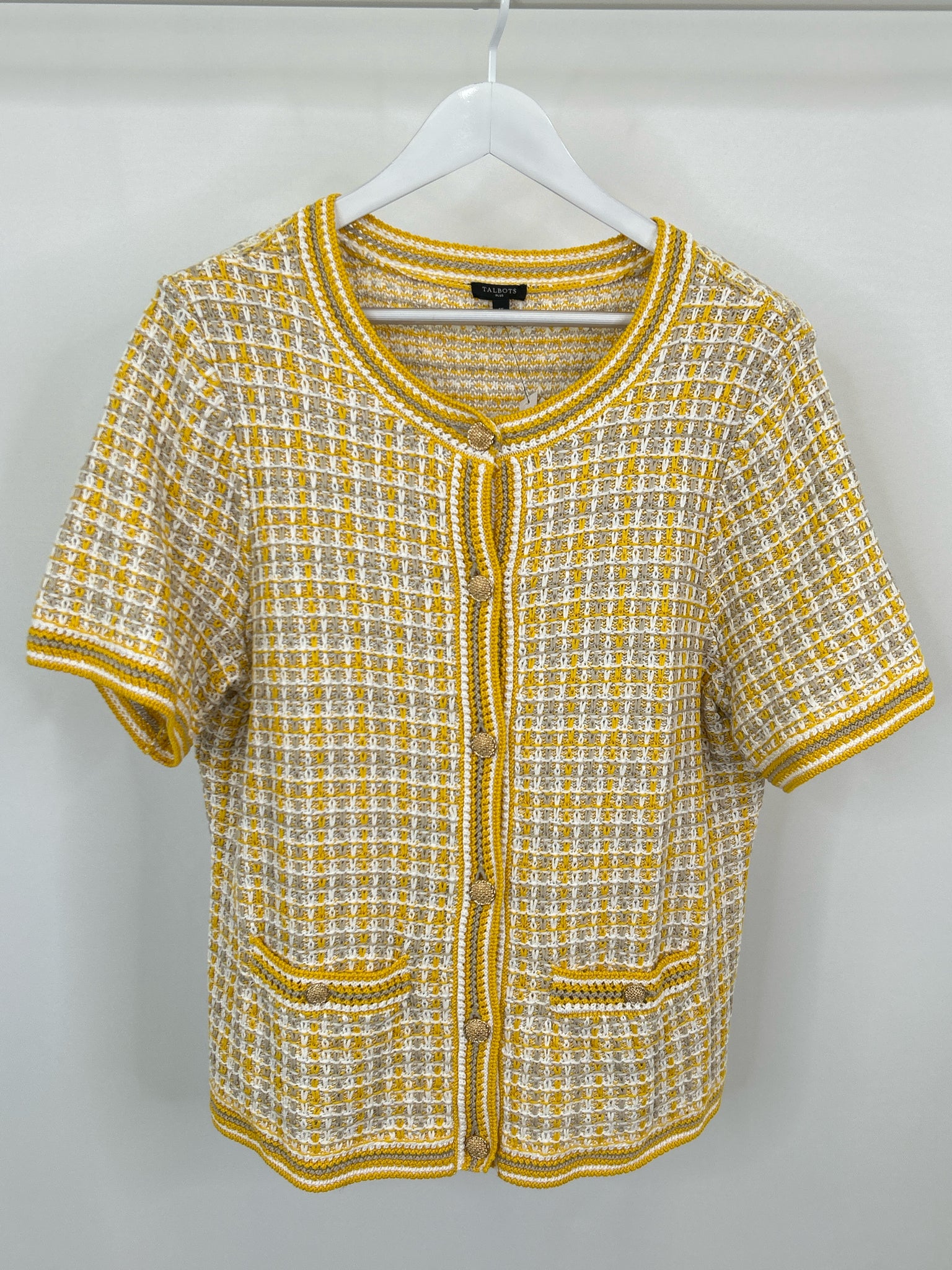TALBOTS Size 1X Yellow & Beige Women Sweater