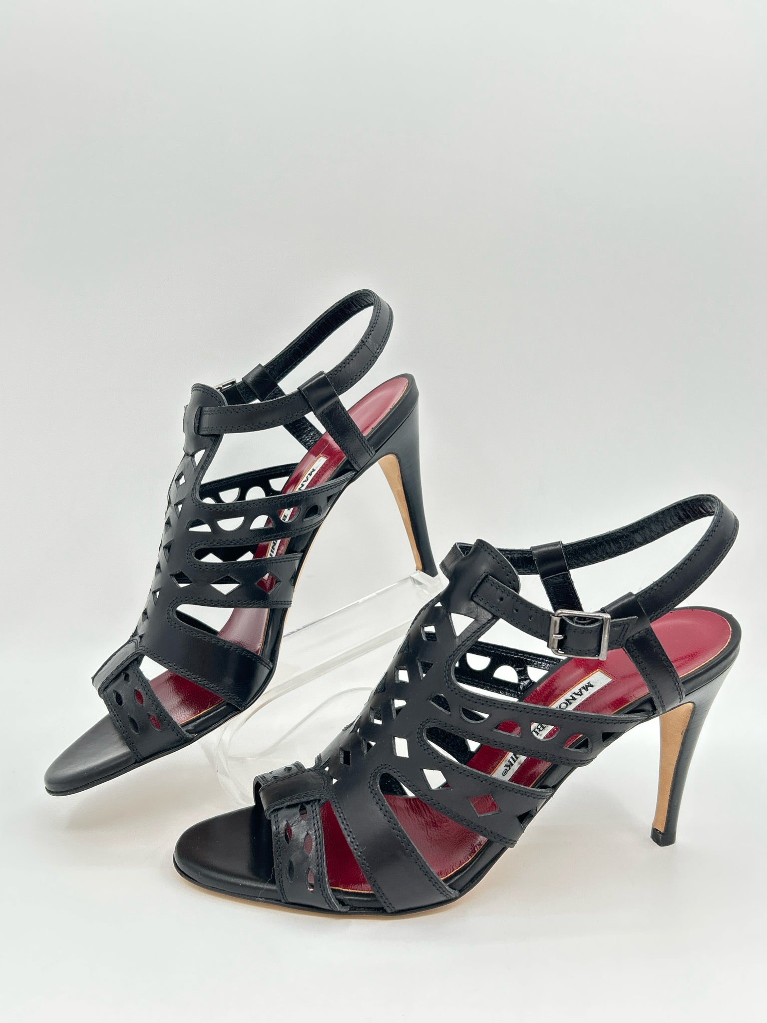 MANOLO BLAHNIK Size 38.5 Black Women Sandal