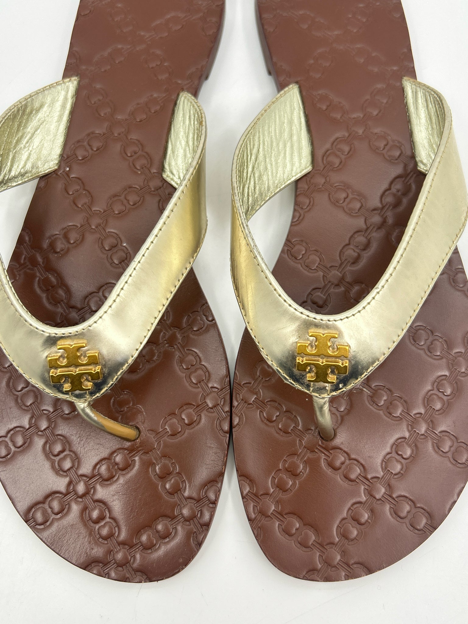 TORY BURCH Size 9.5M gold metallic Women Sandal