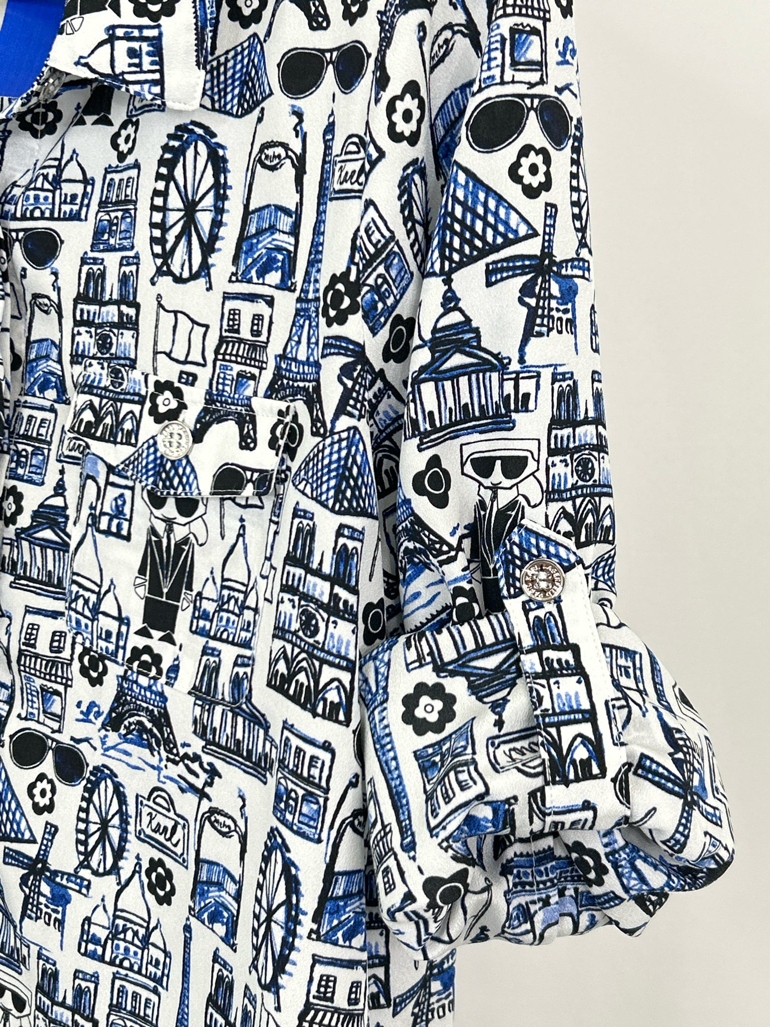 KARL LAGERFELD Size L WHITE AND BLUE Women Shirt