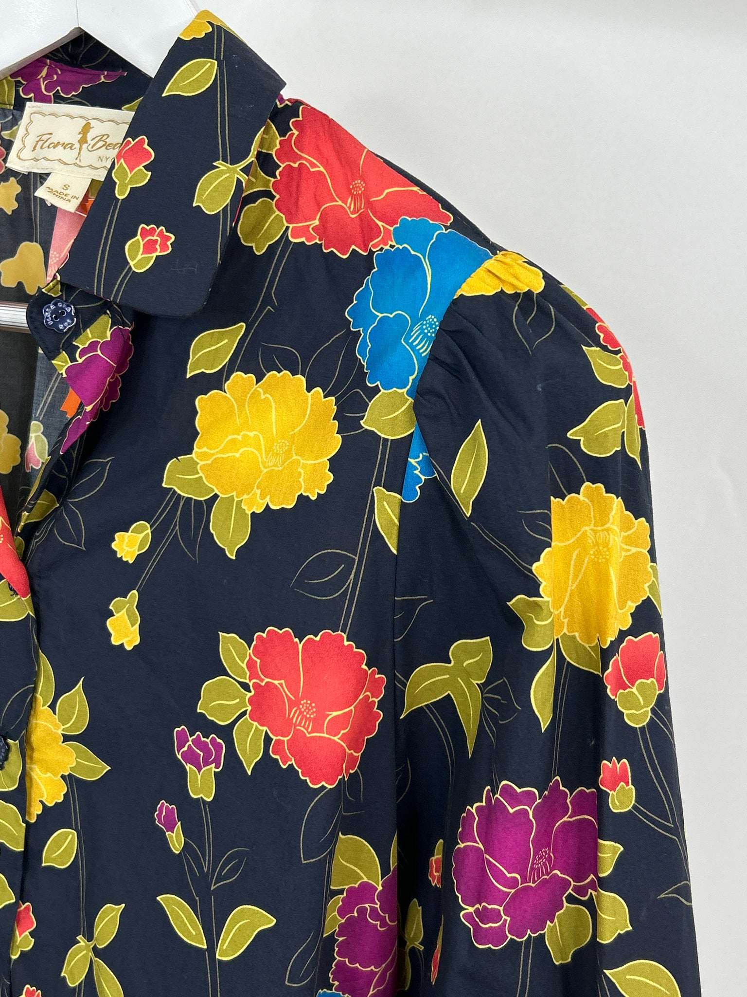 Flora Bea Size S Blue Print Women Shirt