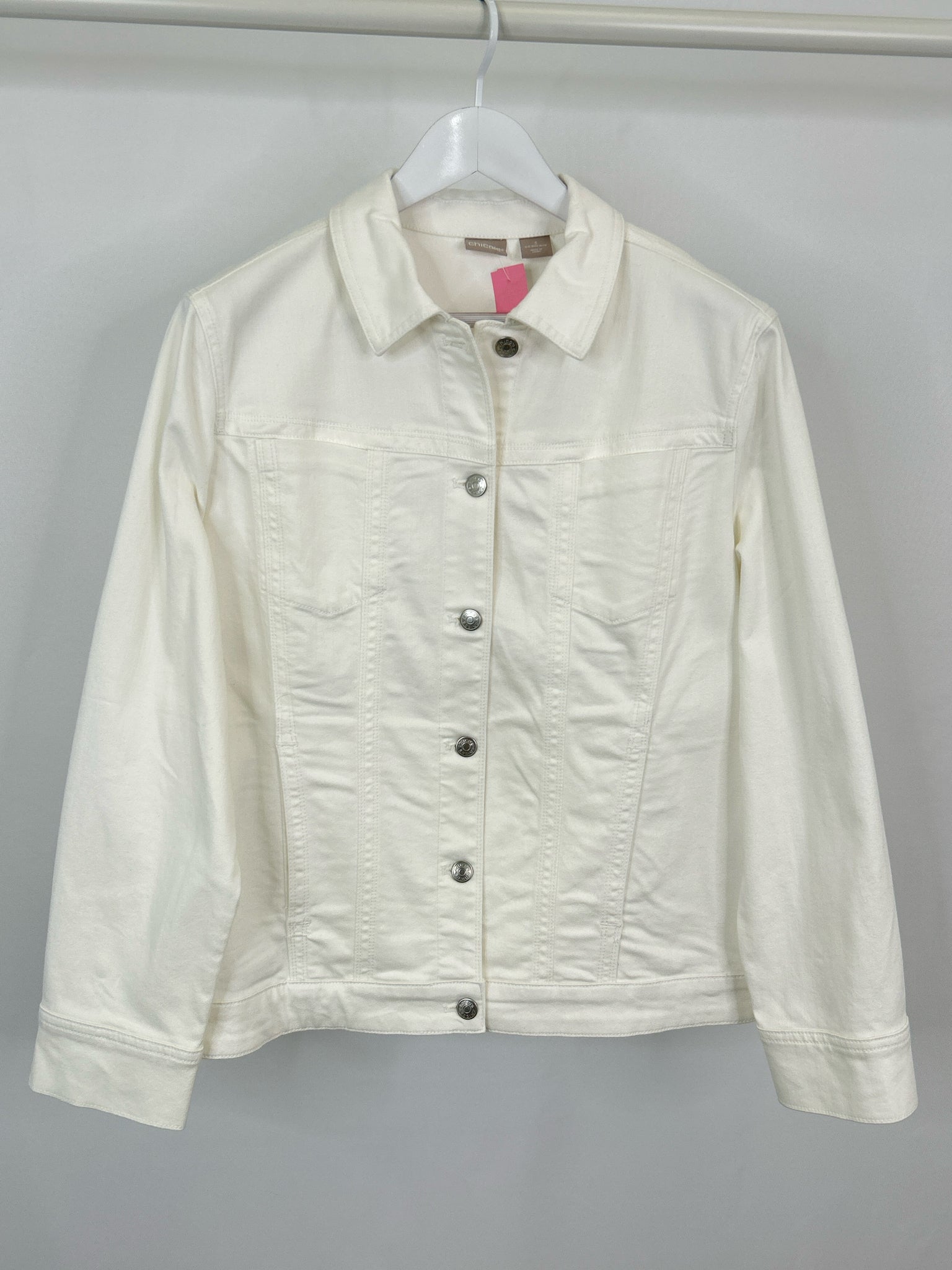 CHICO'S Size 16/18 white denim Women Jacket