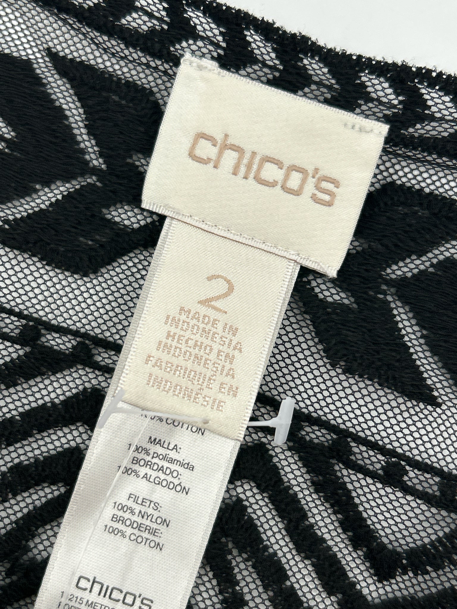 CHICO'S Size 12 Black Lace Women Top