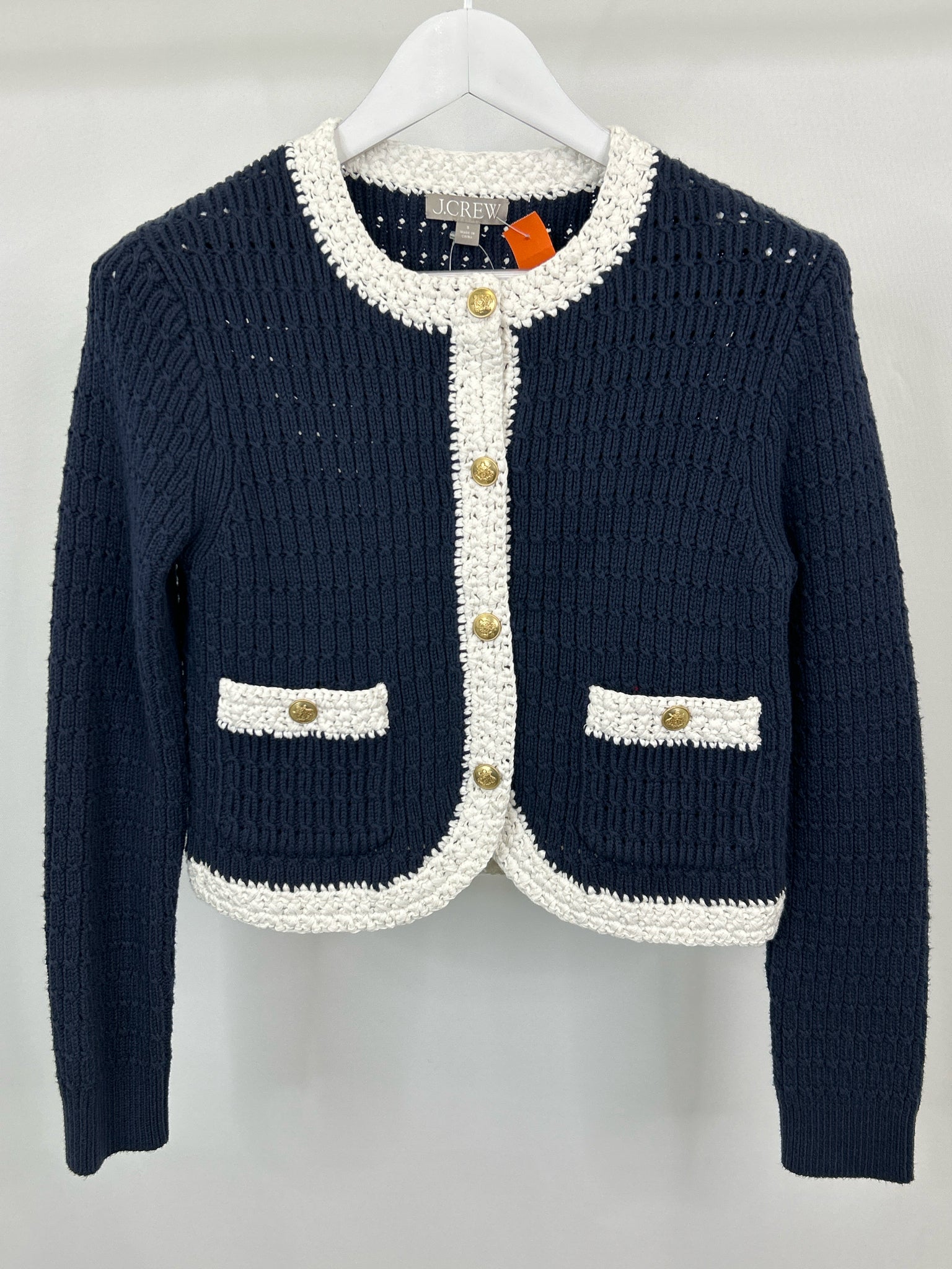 J. CREW Size S Blue and White Women Cardigan NWT