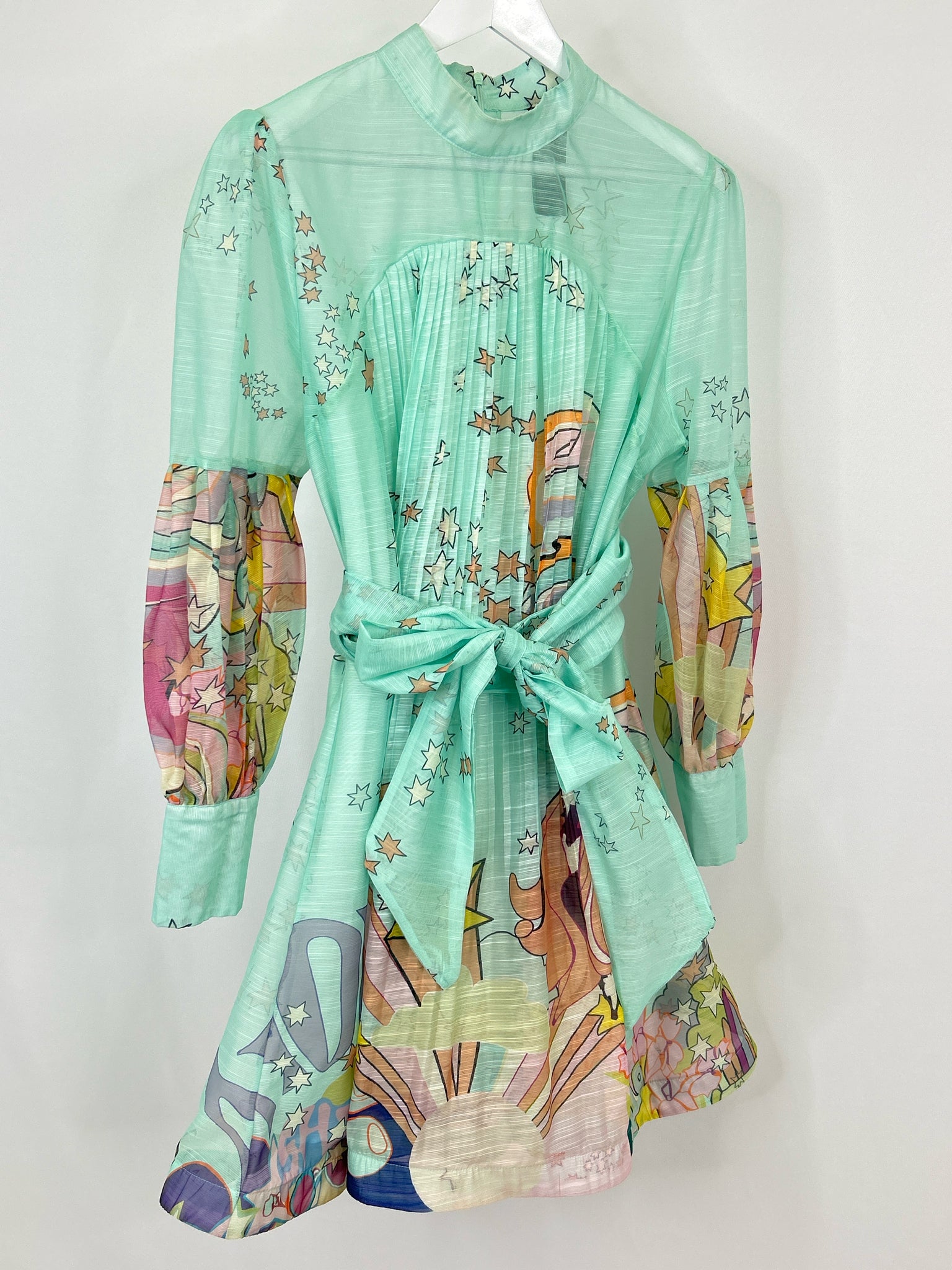 N BY NANCY Size 3X Mint Green Print Women Dress