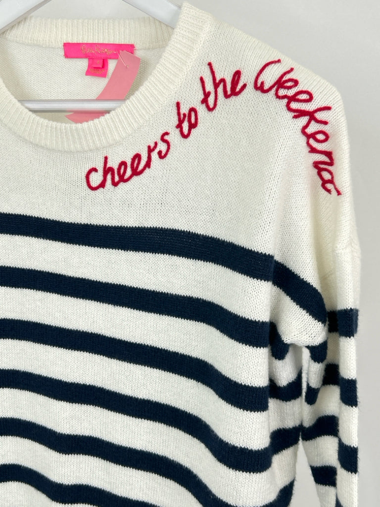 LILLY PULITZER Size S WHITE AND BLUE Women's Sweater