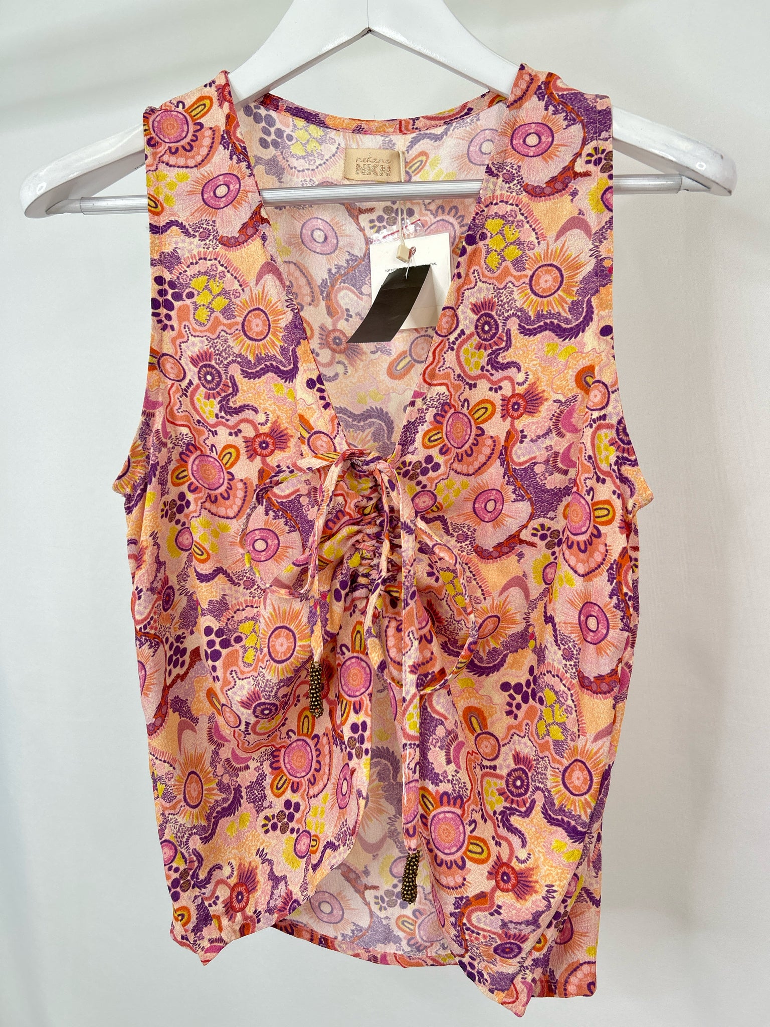 NEKANE NKN NWT Size M Peach Print Women 2-Piece w/skirt