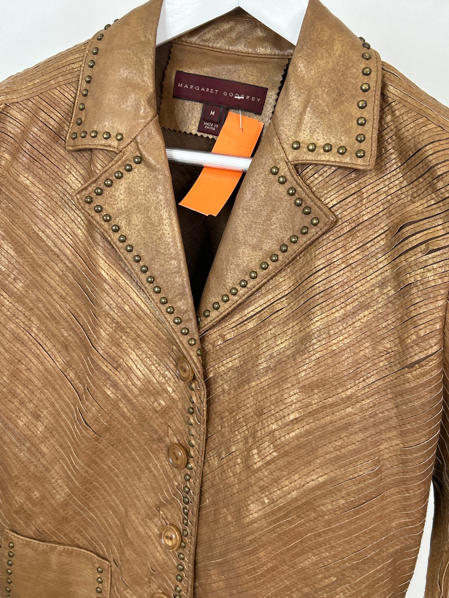 MARGARET GODFREY Size M Bronze Women Leather Jacket