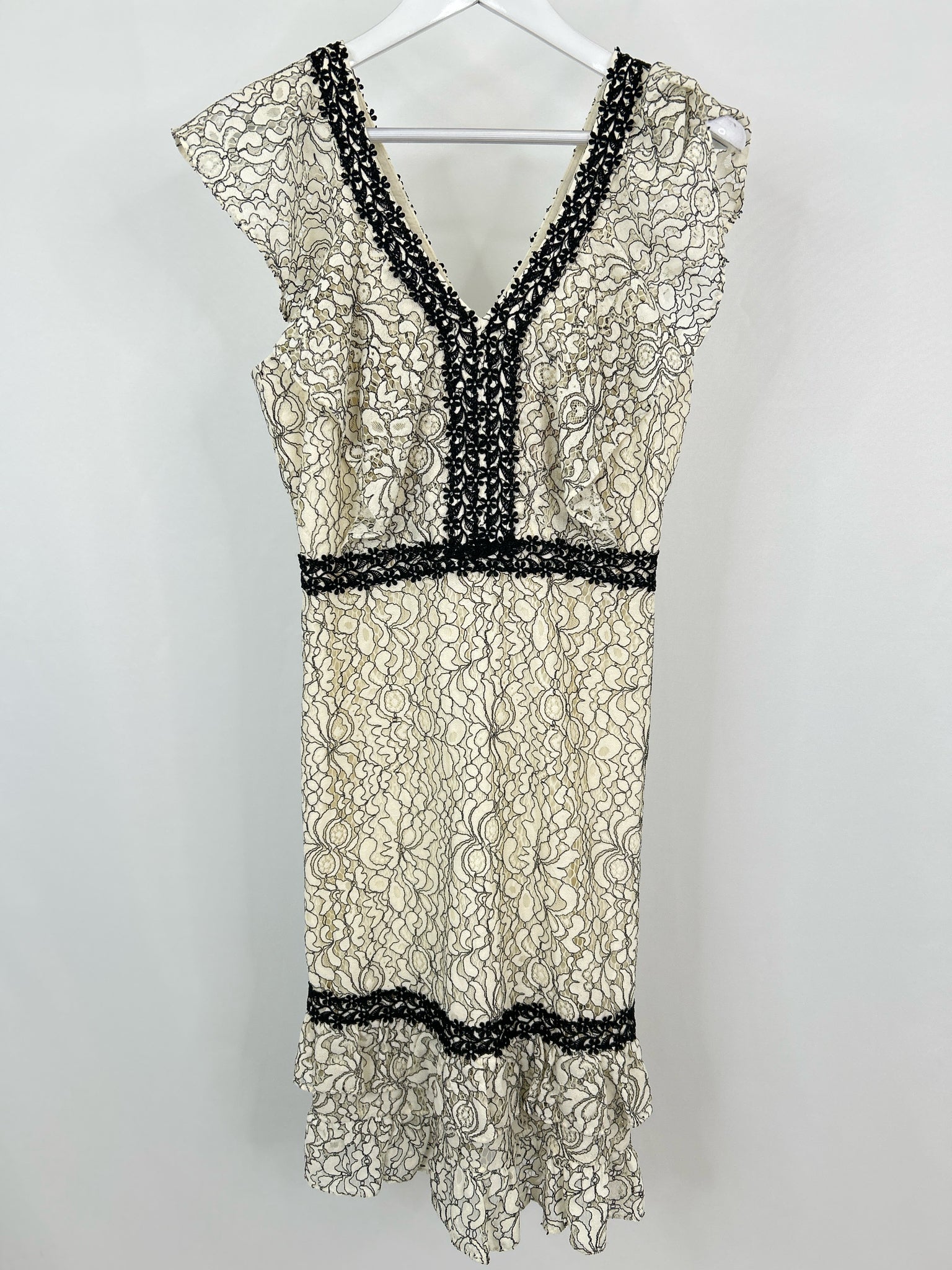 NANETTE LEPORE Size 8 CREAM & BLACK Women Dress
