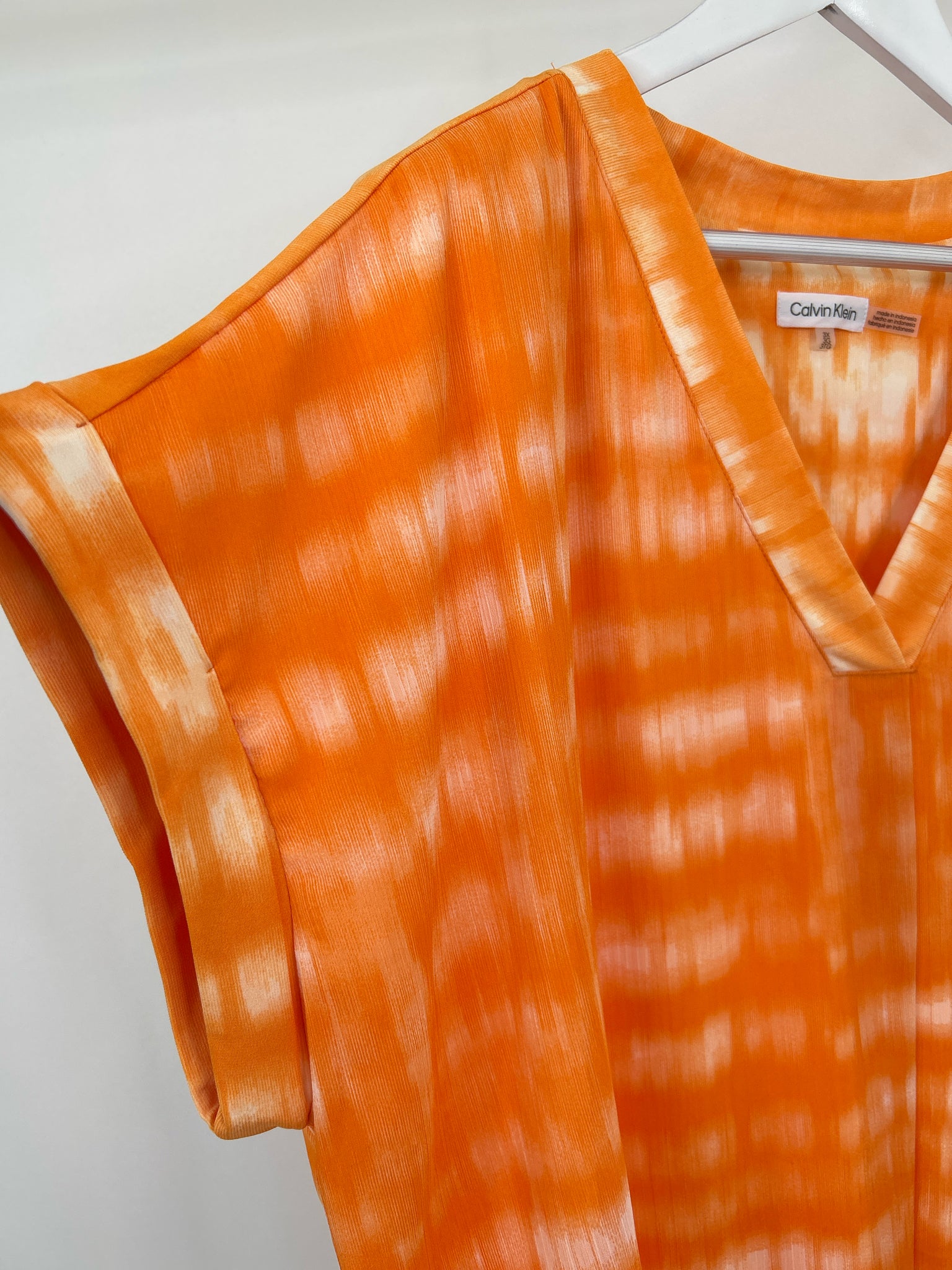 CALVIN KLEIN Size 3X Orange Print Women Top NWT