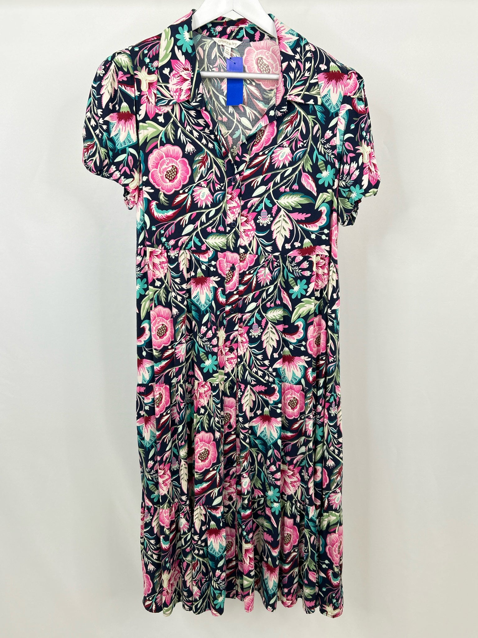 CROWN & IVY Size PL NAVY FLORAL Women Dress