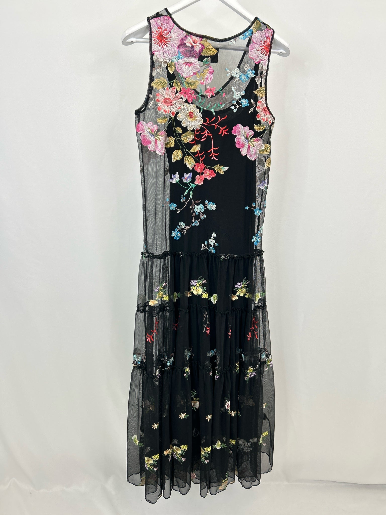 JOHNNY WAS Size XS Black Floral Women 2-Piece w/dress