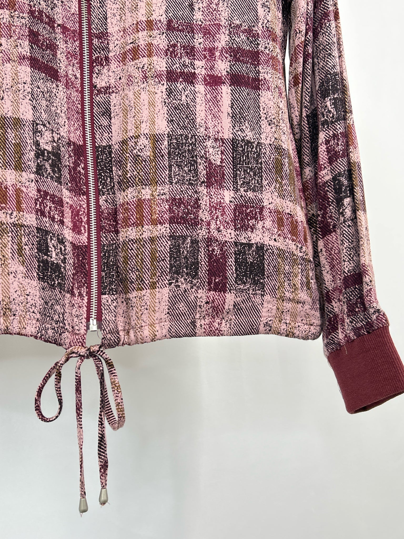 MYSTREE Size S BURGUNDY PLAID Women's Jacket