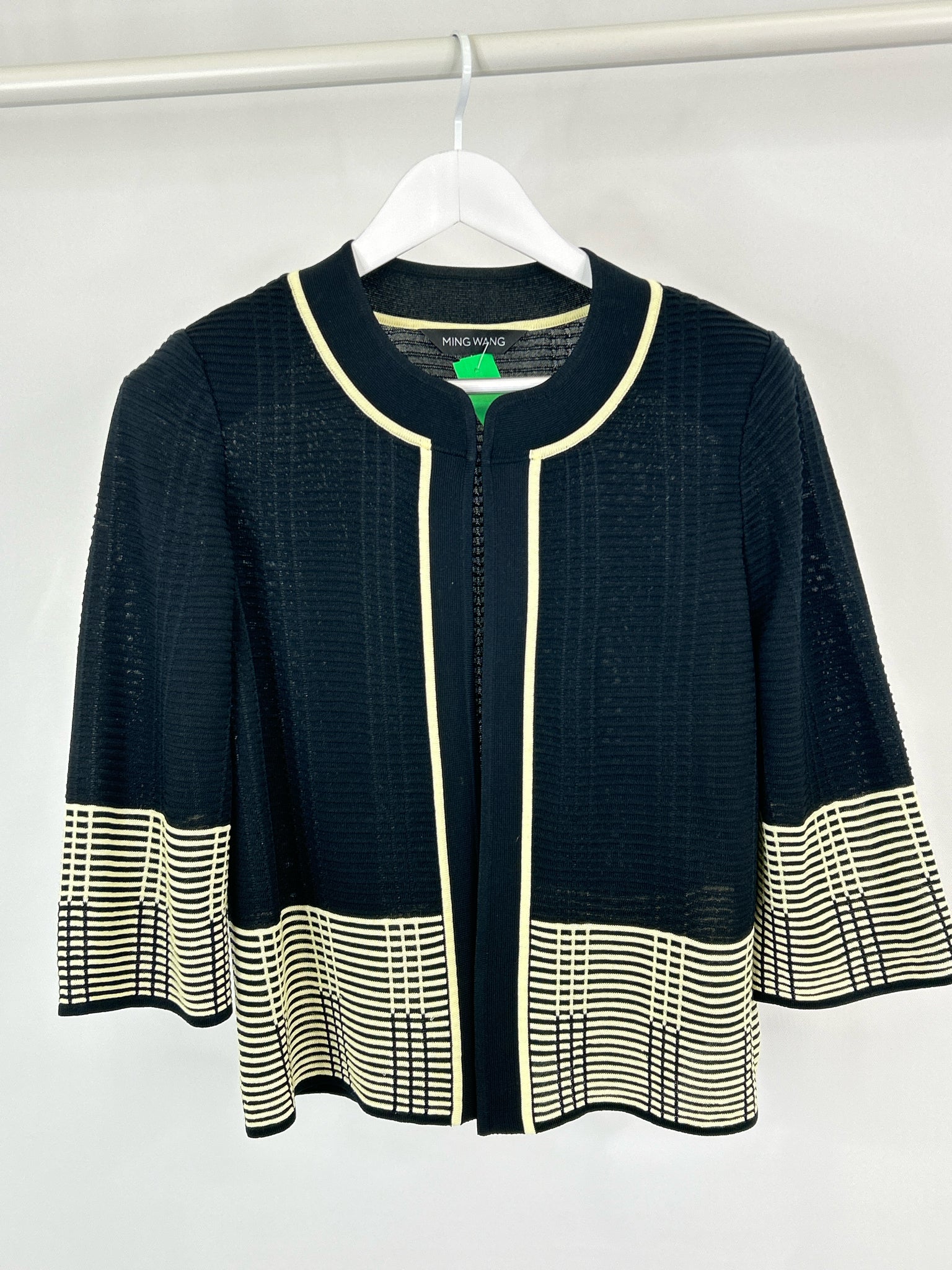 MING WANG Size M black and cream Women Cardigan