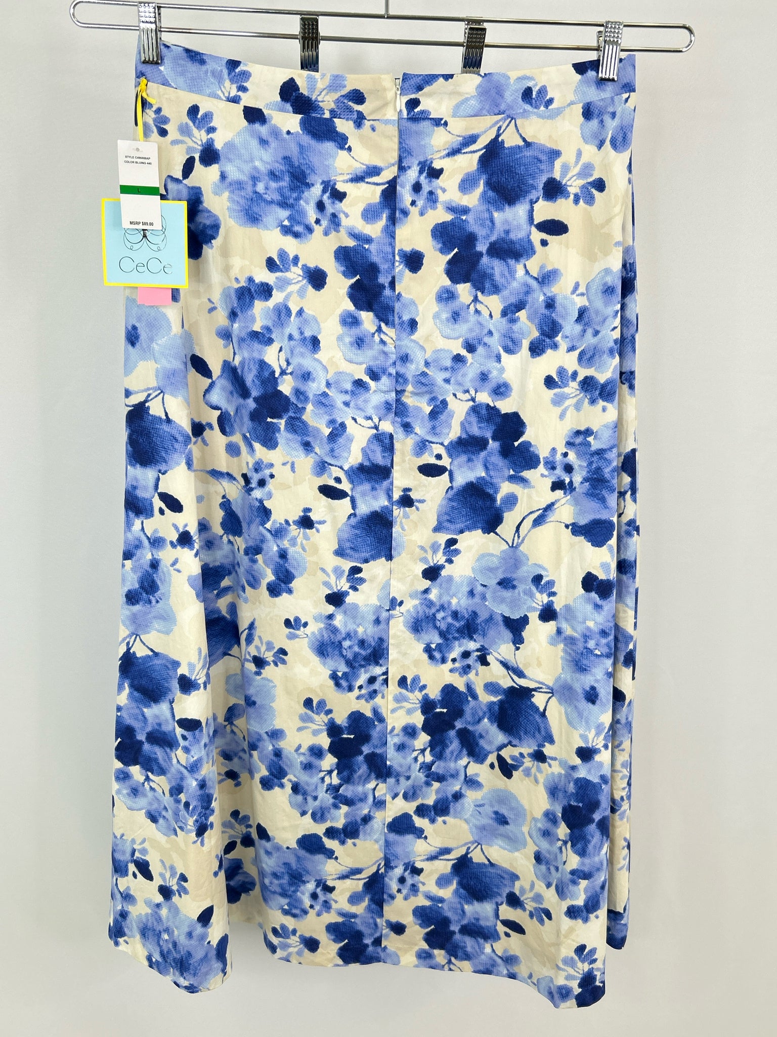 CECE Size L BLUE & CREAM Women Skirt