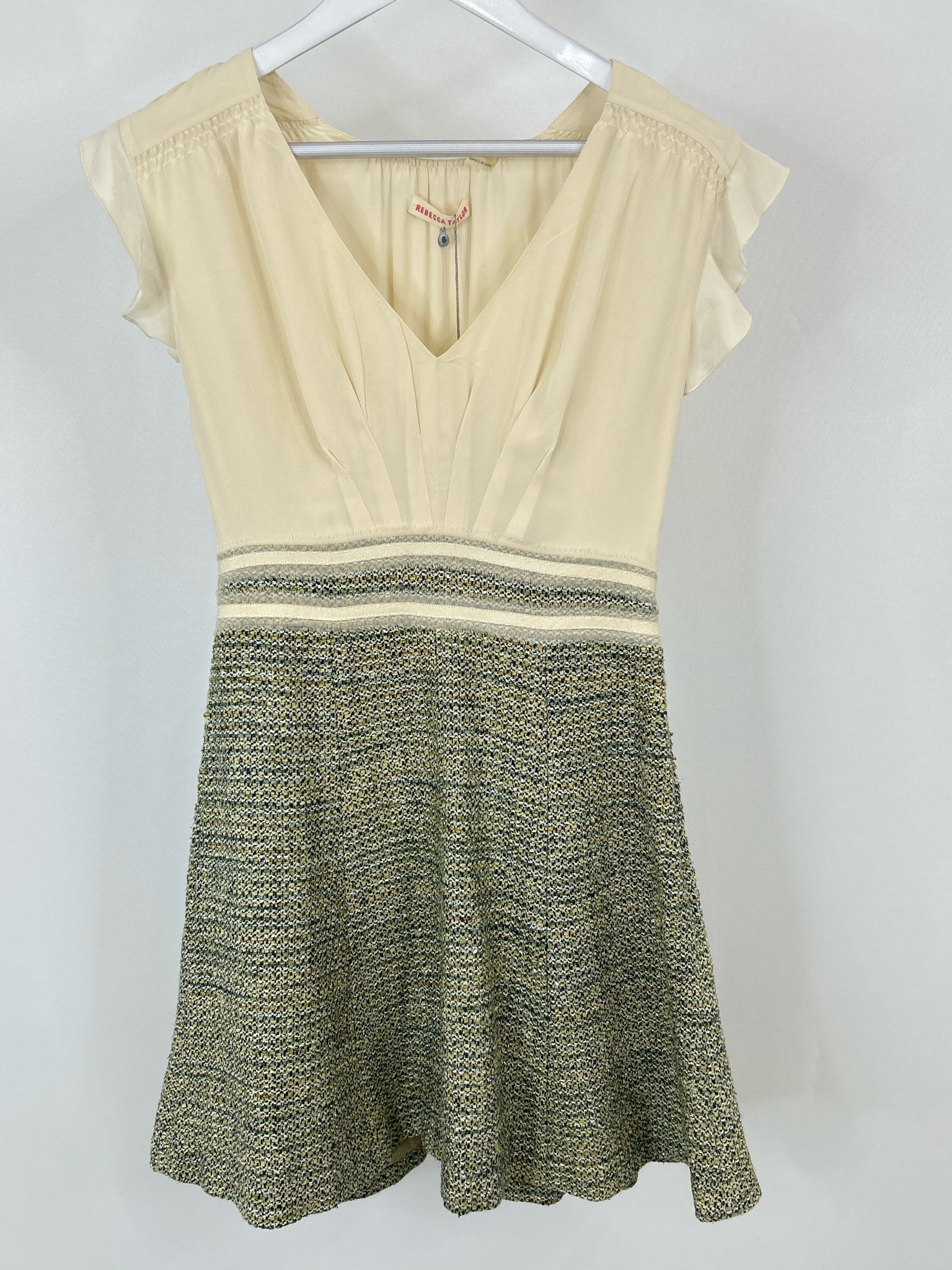 REBECCA TAYLOR Size 6 Cream Print Women Dress NWT