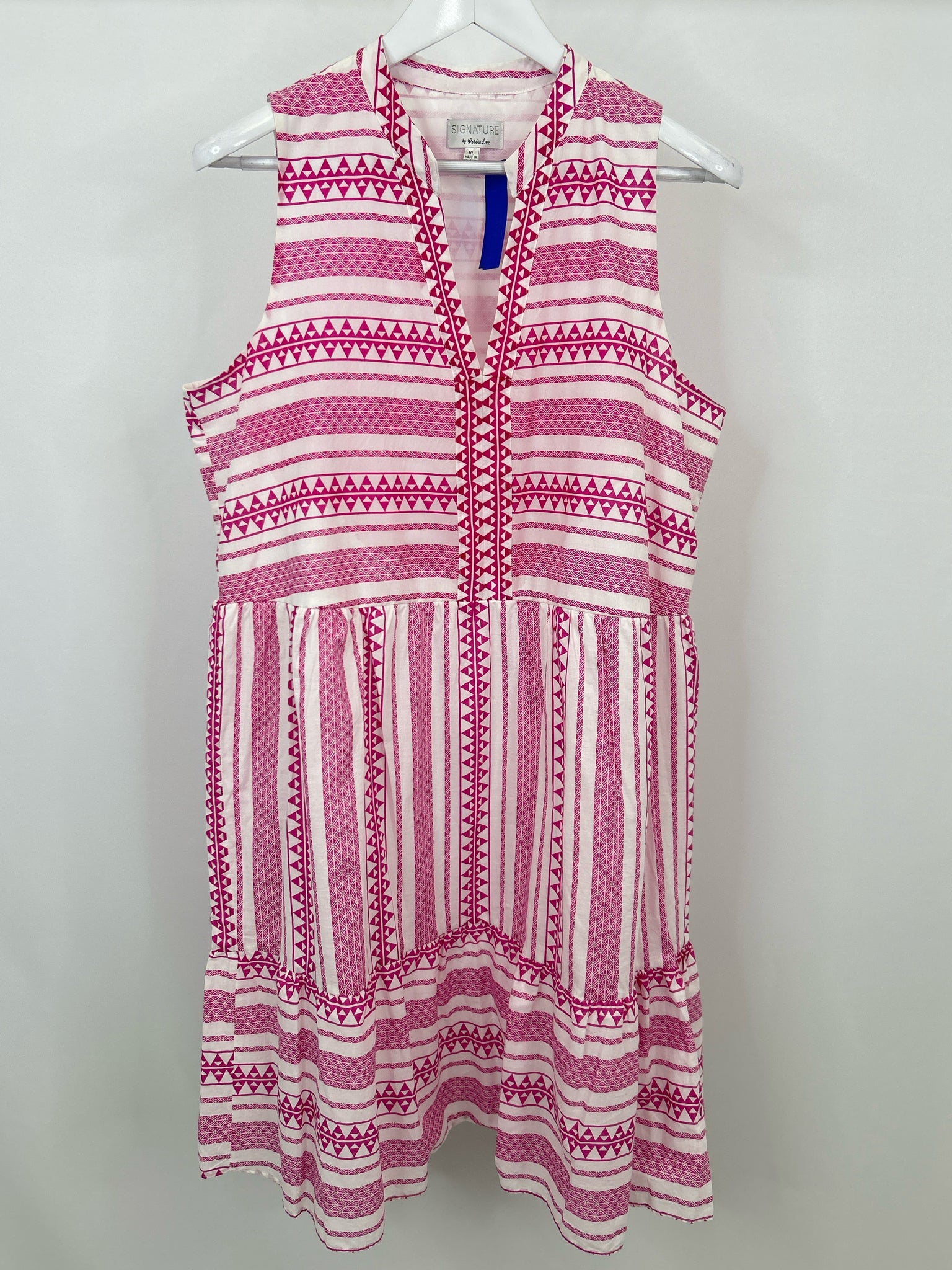 SIGNATURE BY ROBBIE BEE Size XL Pink & White Women Dress