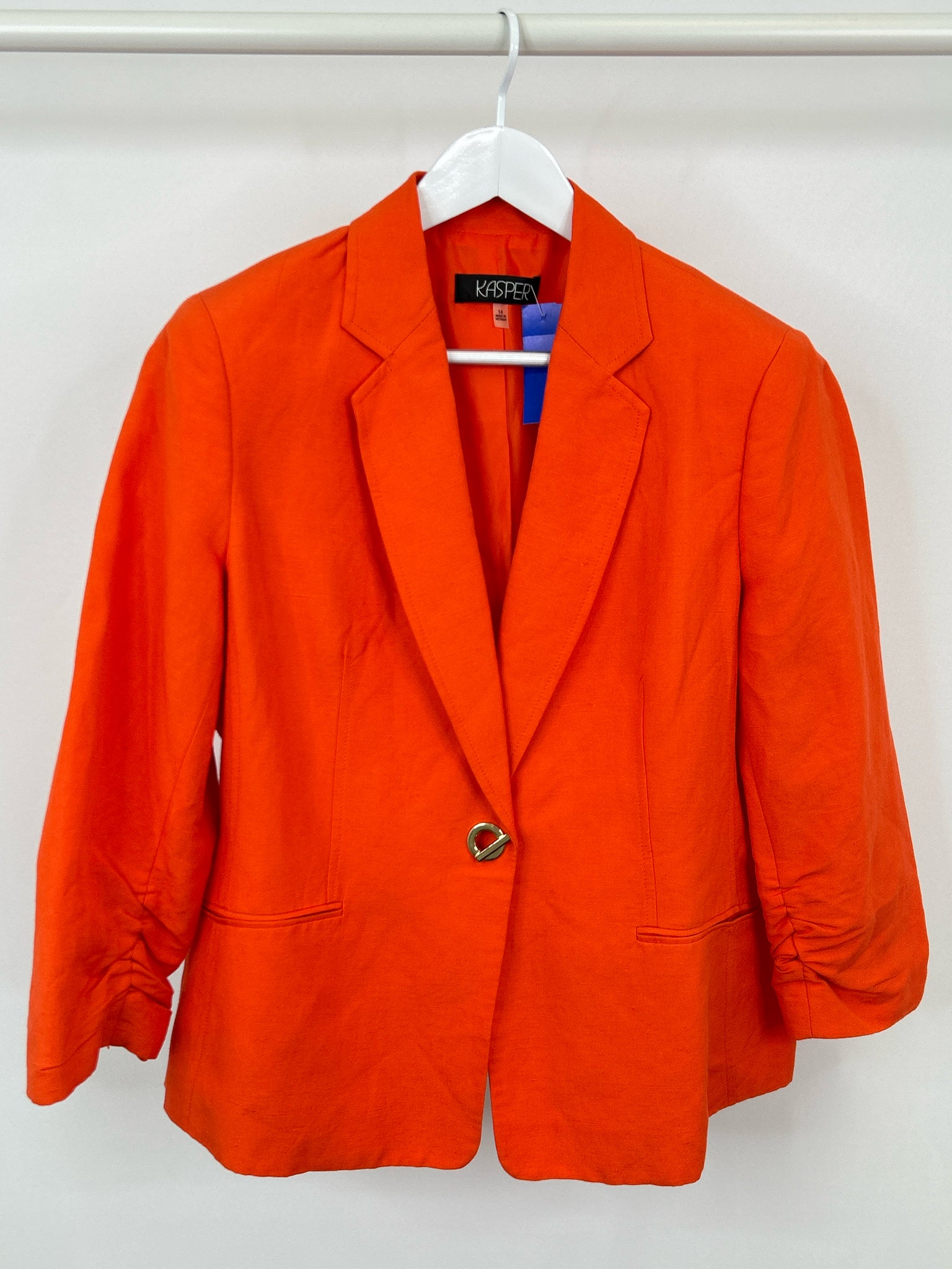 KASPER Size 14 Orange Women Blazer